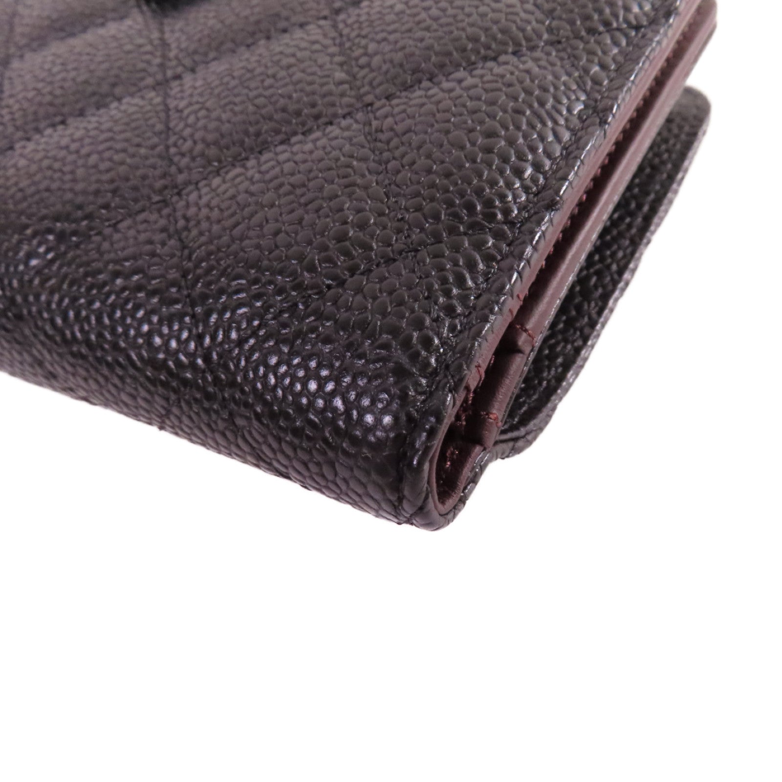 CHANEL 菱格Caviar皮革Medium Wallet金扣中長錢包黑色