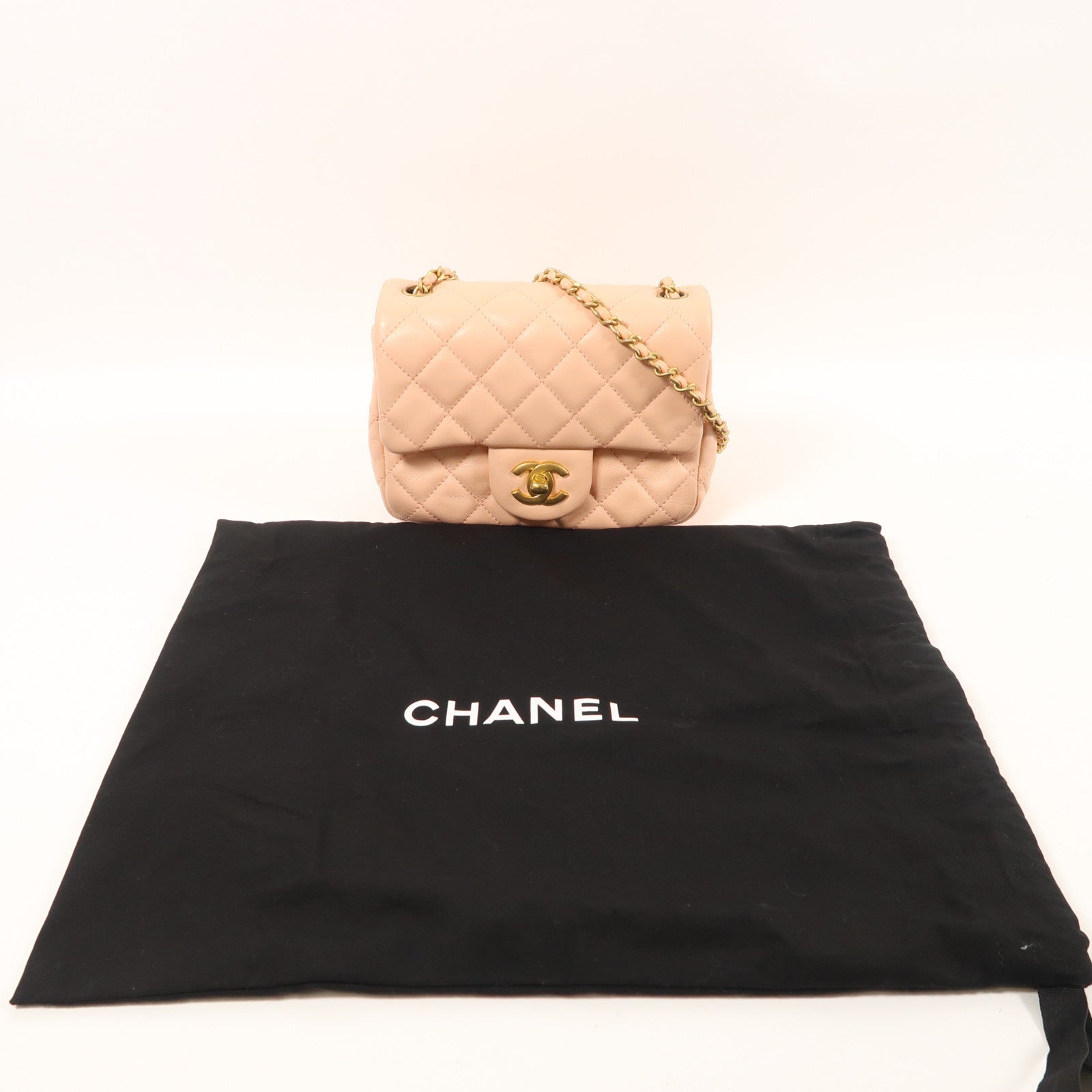 CHANEL 羊皮皮革Chain Shoulder金扣鏈帶肩背袋