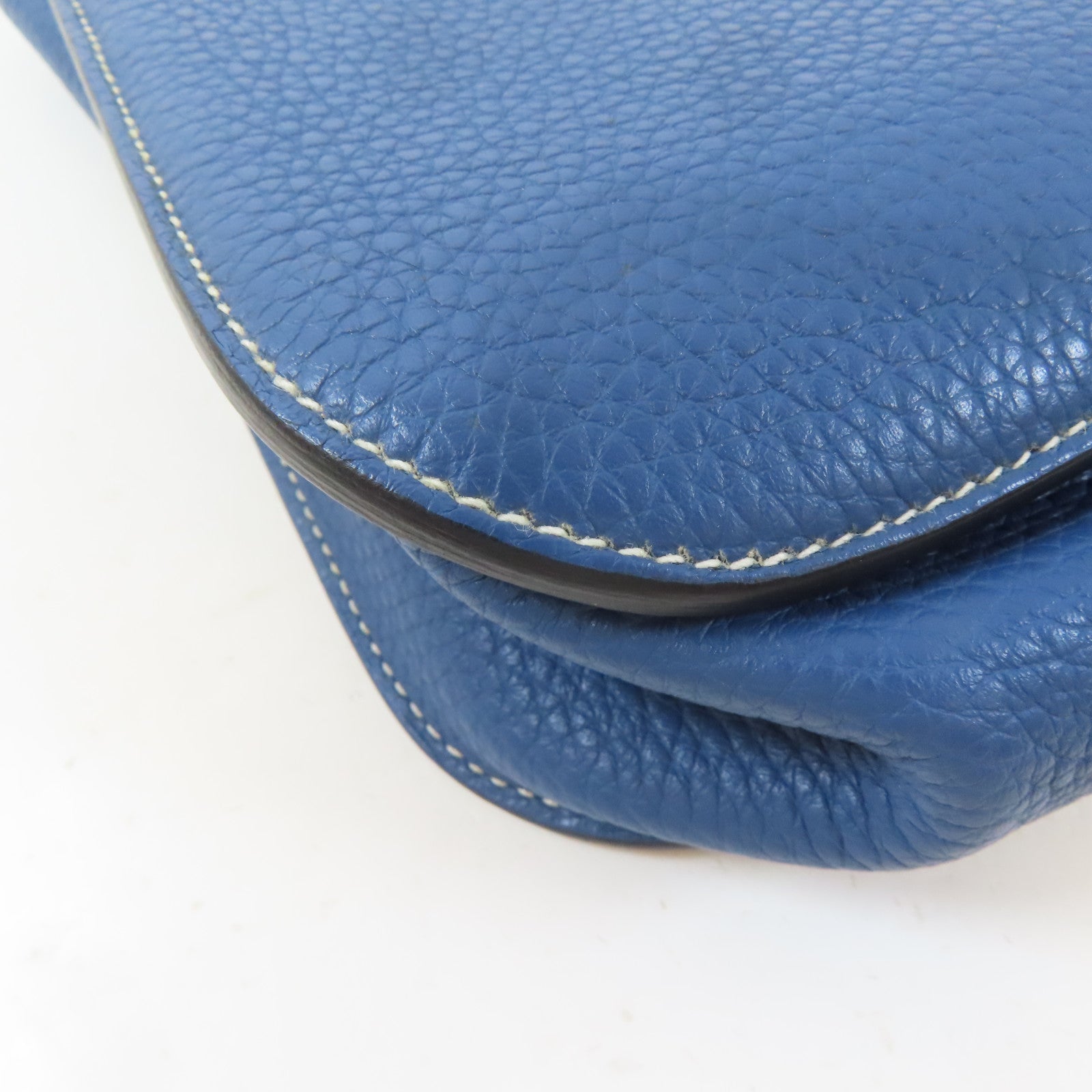 HERMES Clemence皮革Halzan 31銀扣手挽肩背兩用袋藍色