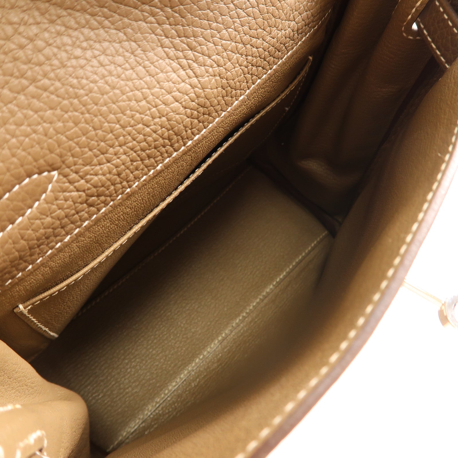 HERMES Clemence皮革Kelly Ado銀扣背包Etoupe