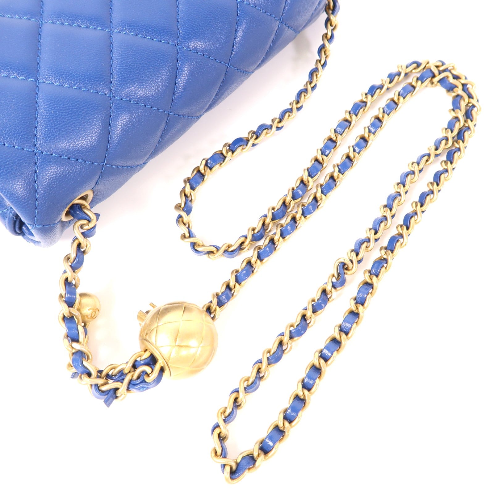 CHANEL 羊皮皮革Mini Classic 20金扣鏈帶肩背袋