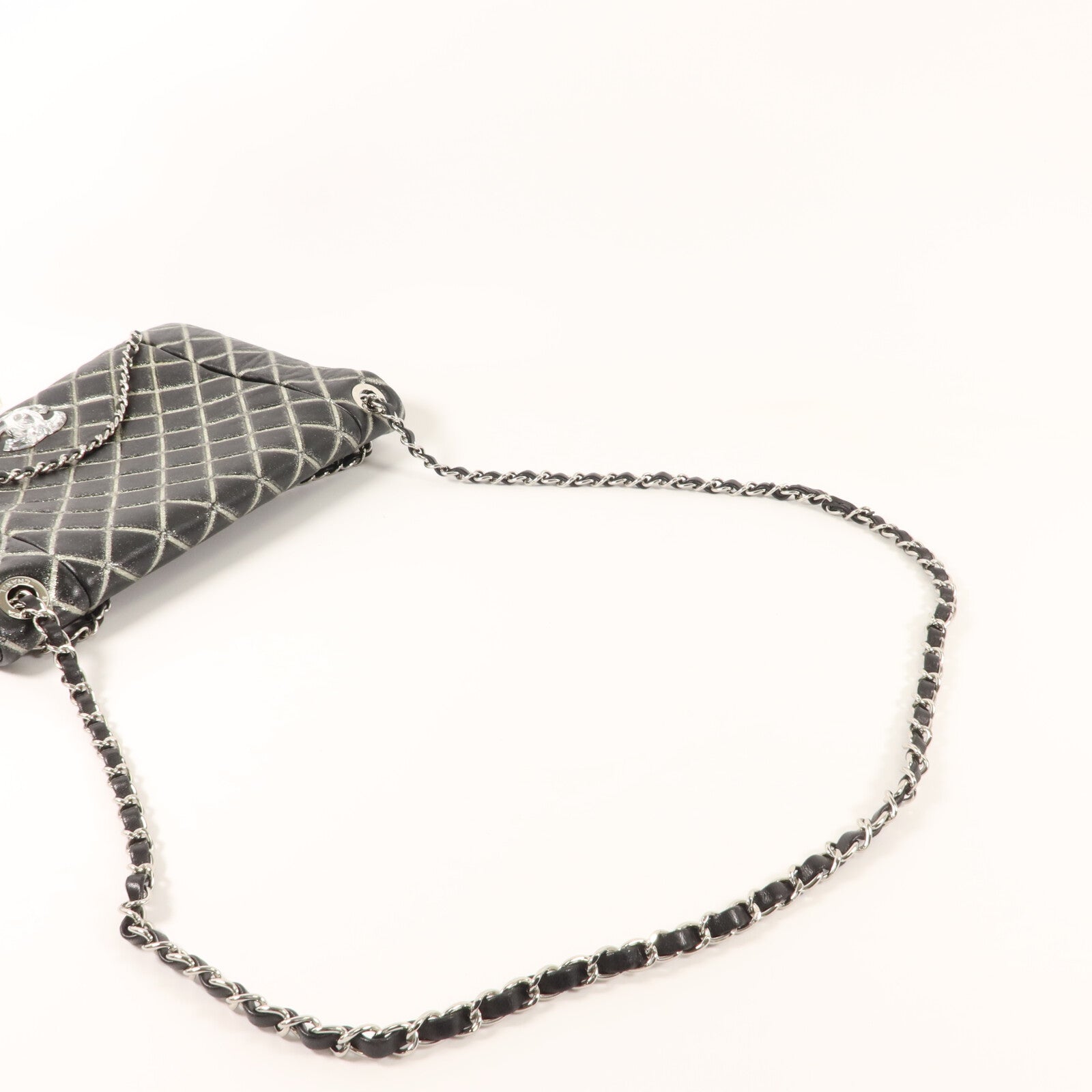 CHANEL 牛皮皮革Crystal CC Logo Flap鏈帶肩背袋