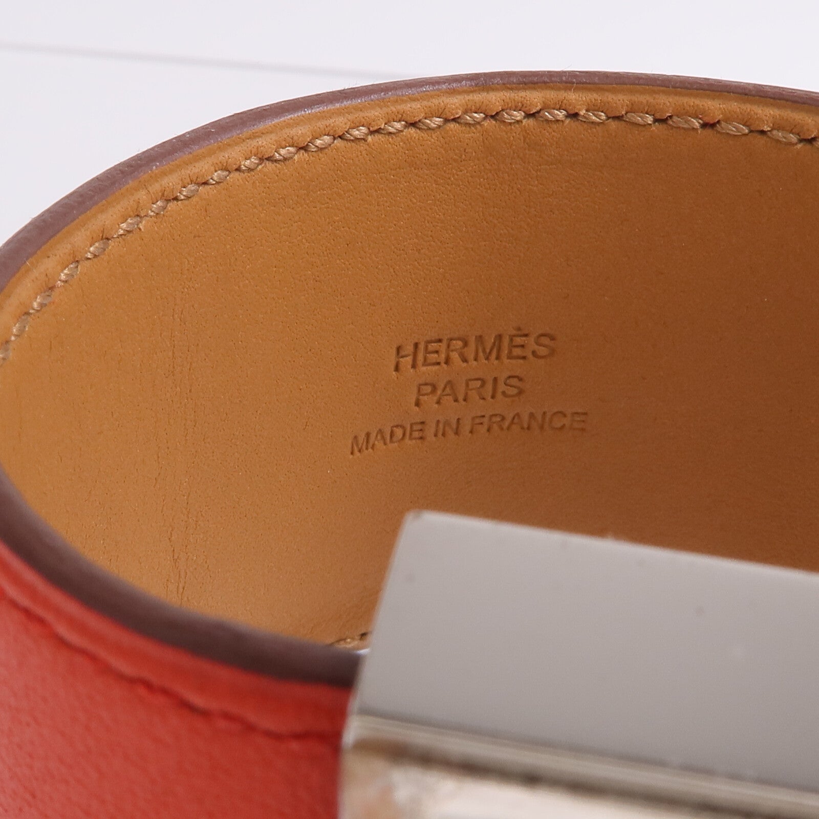 HERMES Swift皮革Collier De Chien Bracelet手鐲Rouge Pivoine
