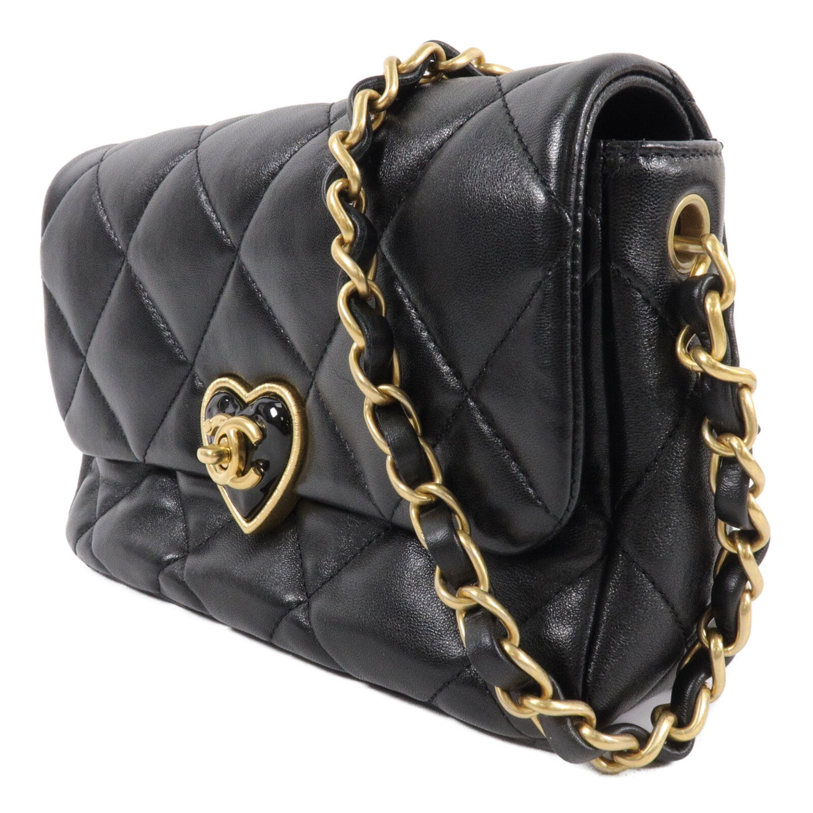 CHANEL 羊皮皮革Heart Flap Bag鏈帶肩背袋