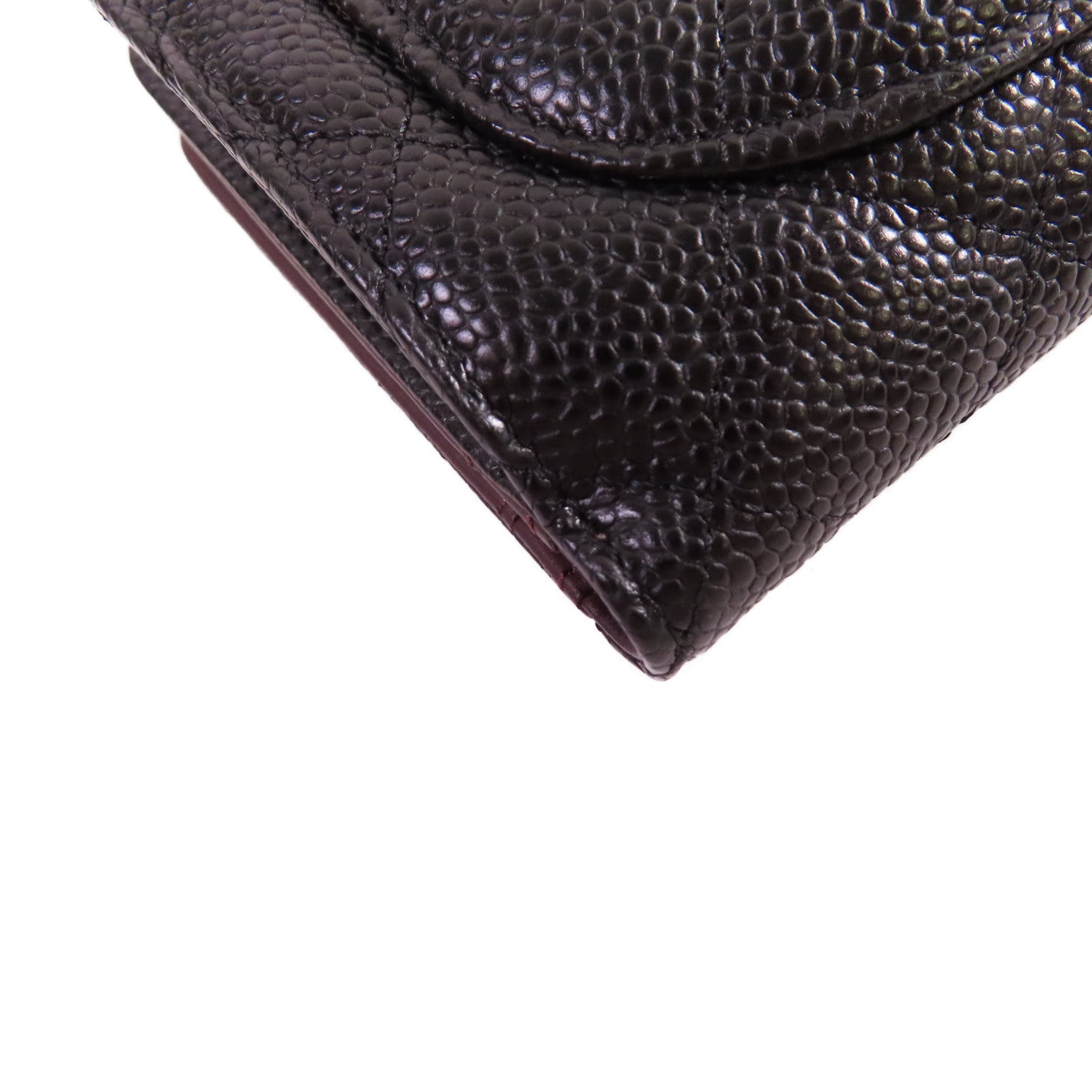 CHANEL 菱格Caviar皮革Medium Wallet金扣中長錢包黑色