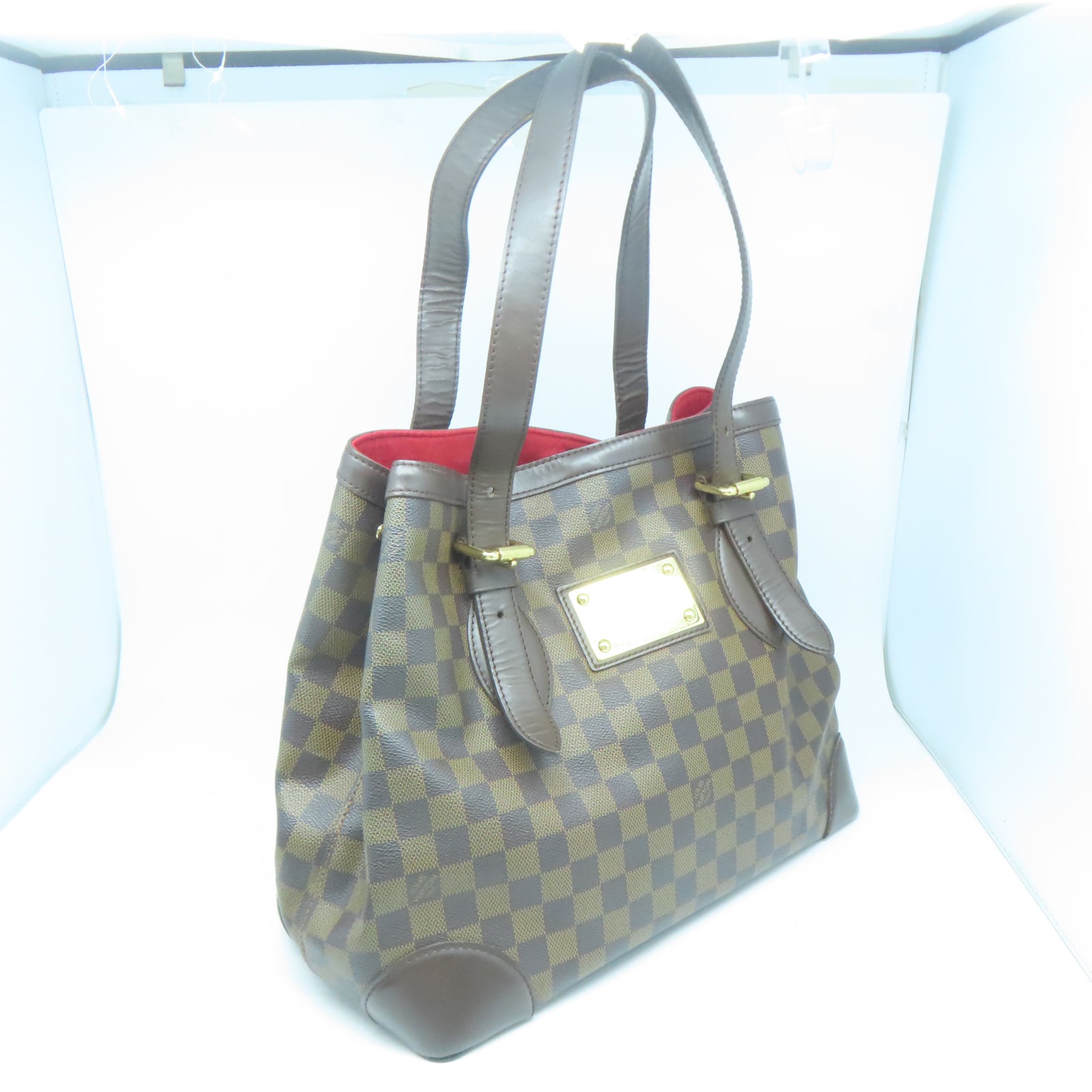 LOUIS VUITTON 【清倉大減價】Damier Hampstead MM金扣手挽袋棕色