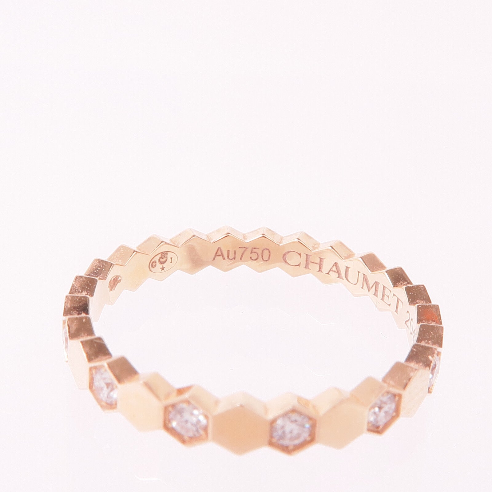 Chaumet 18K玫瑰金Bee My Love Ring鑽石戒指Chaumet#48/US#4.5