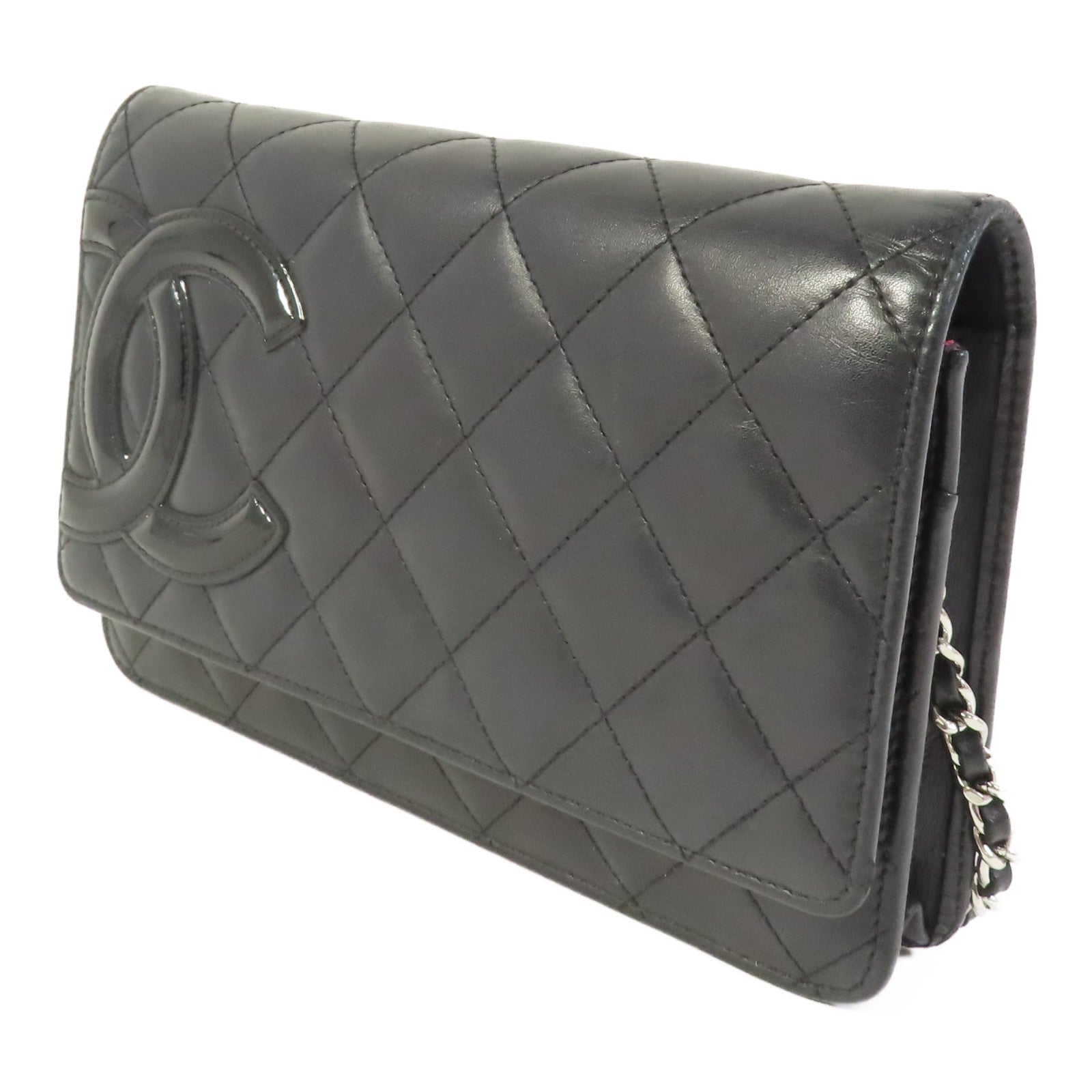 CHANEL 【激減優惠】牛皮皮革WOC Wallet On Chain銀扣鏈帶肩背袋