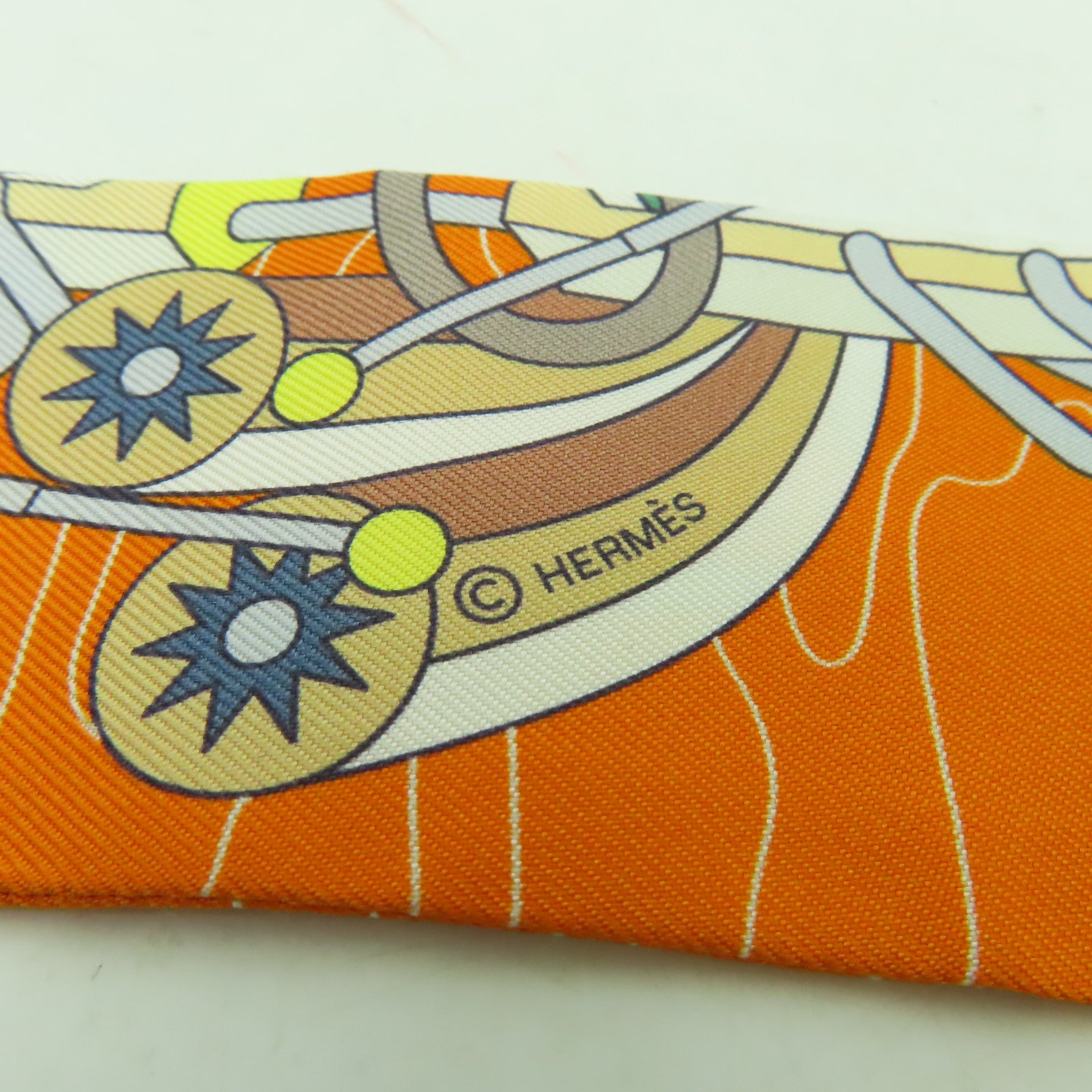 HERMES 【激減優惠】絲質Twilly絲巾橙色/彩色