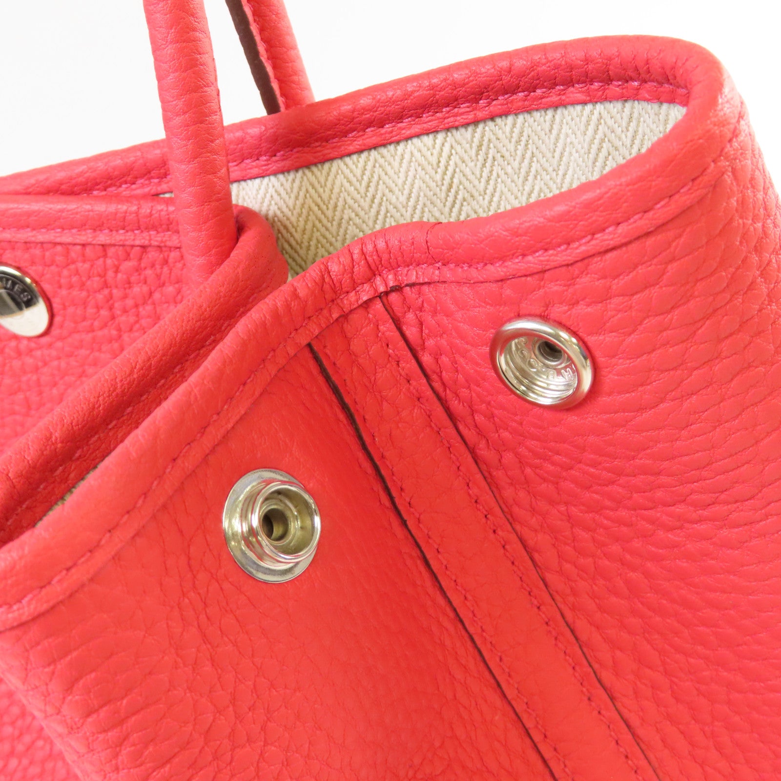 HERMES Negonda皮革Garden Party TPM Tote Bag銀扣手挽袋紅色