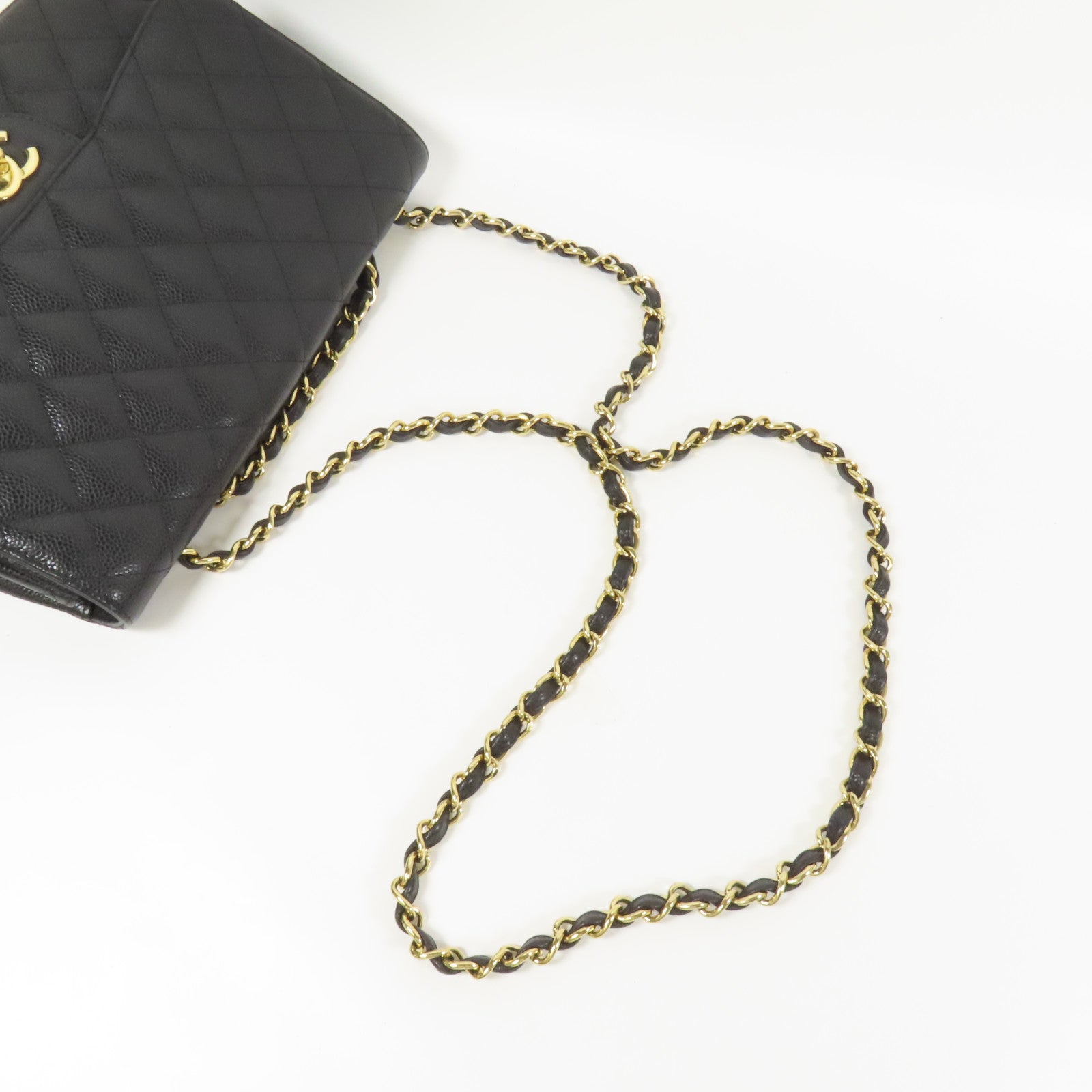 CHANEL 牛皮皮革Large Classic金扣鏈帶肩背袋