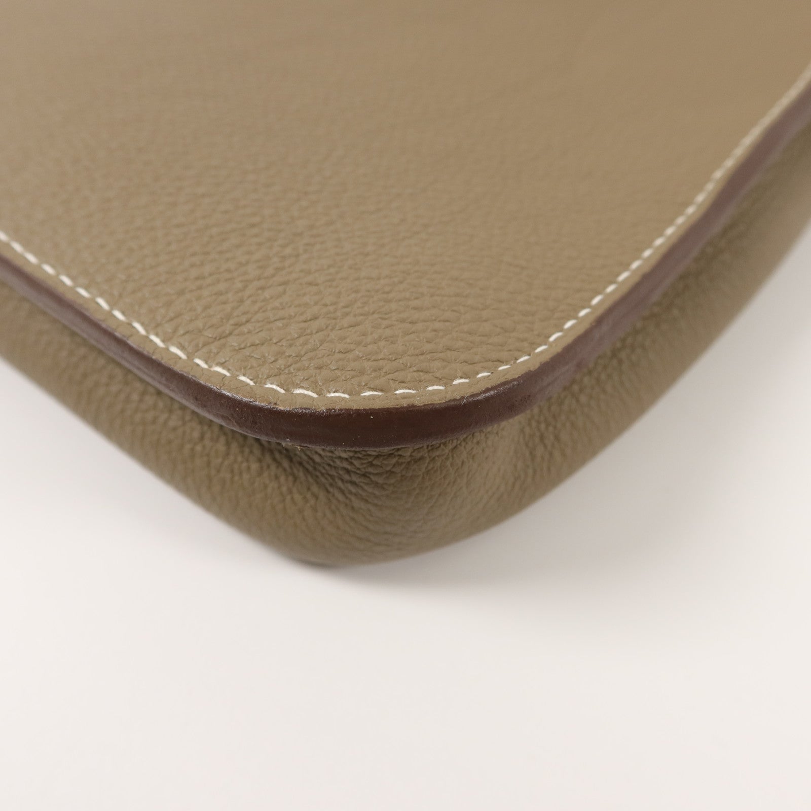 HERMES Clemence皮革Steve Light Junior肩背袋Etoupe