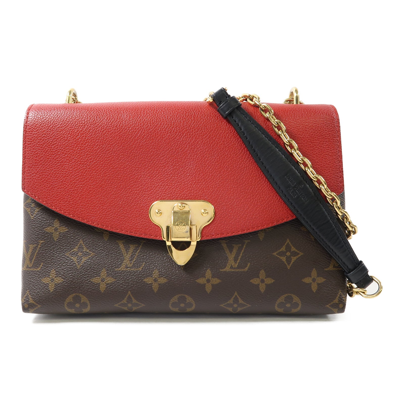 LOUIS VUITTON Monogram Saint Placide金扣肩背袋啡色/紅色