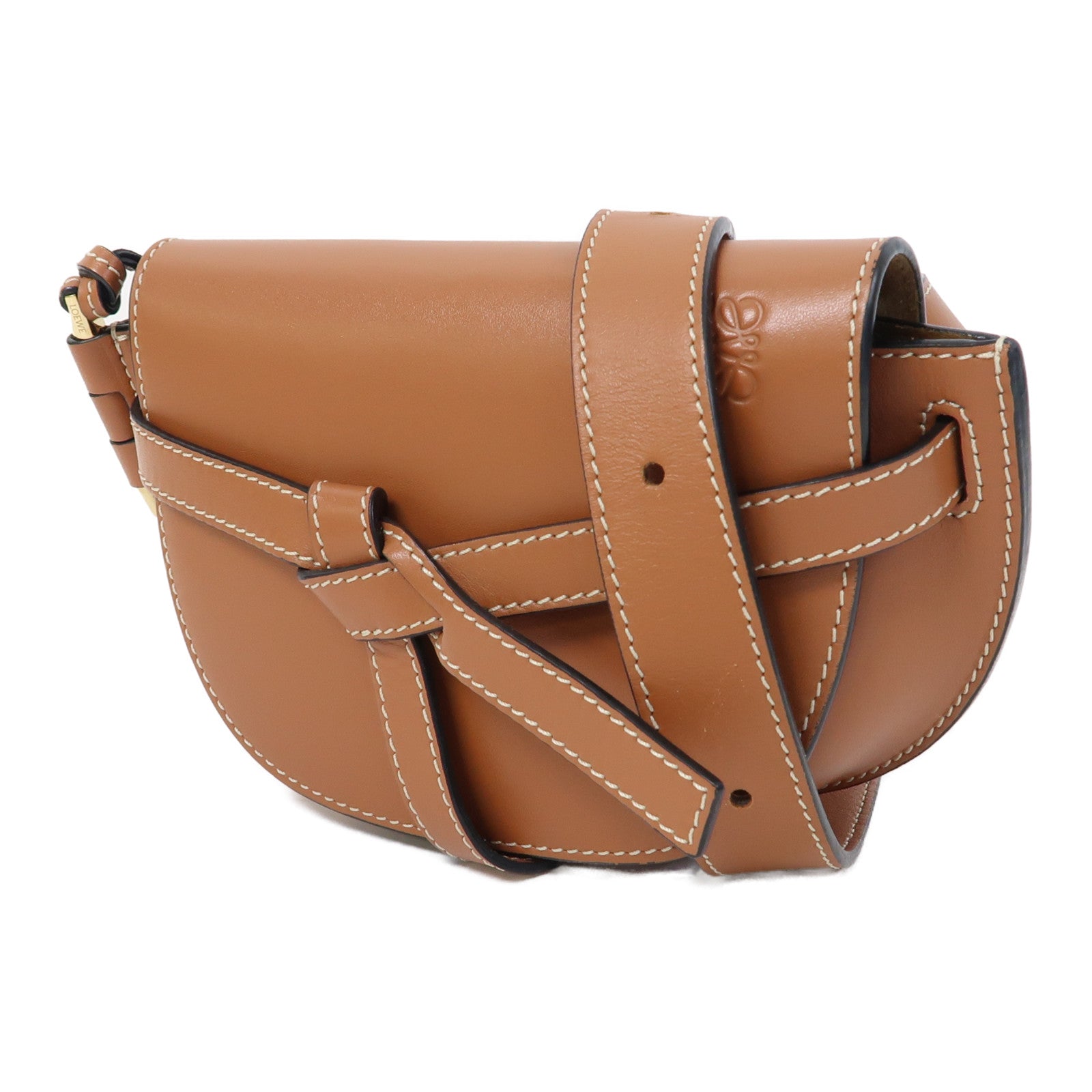 LOEWE 牛皮皮革Waist Bag金扣腰包啡色