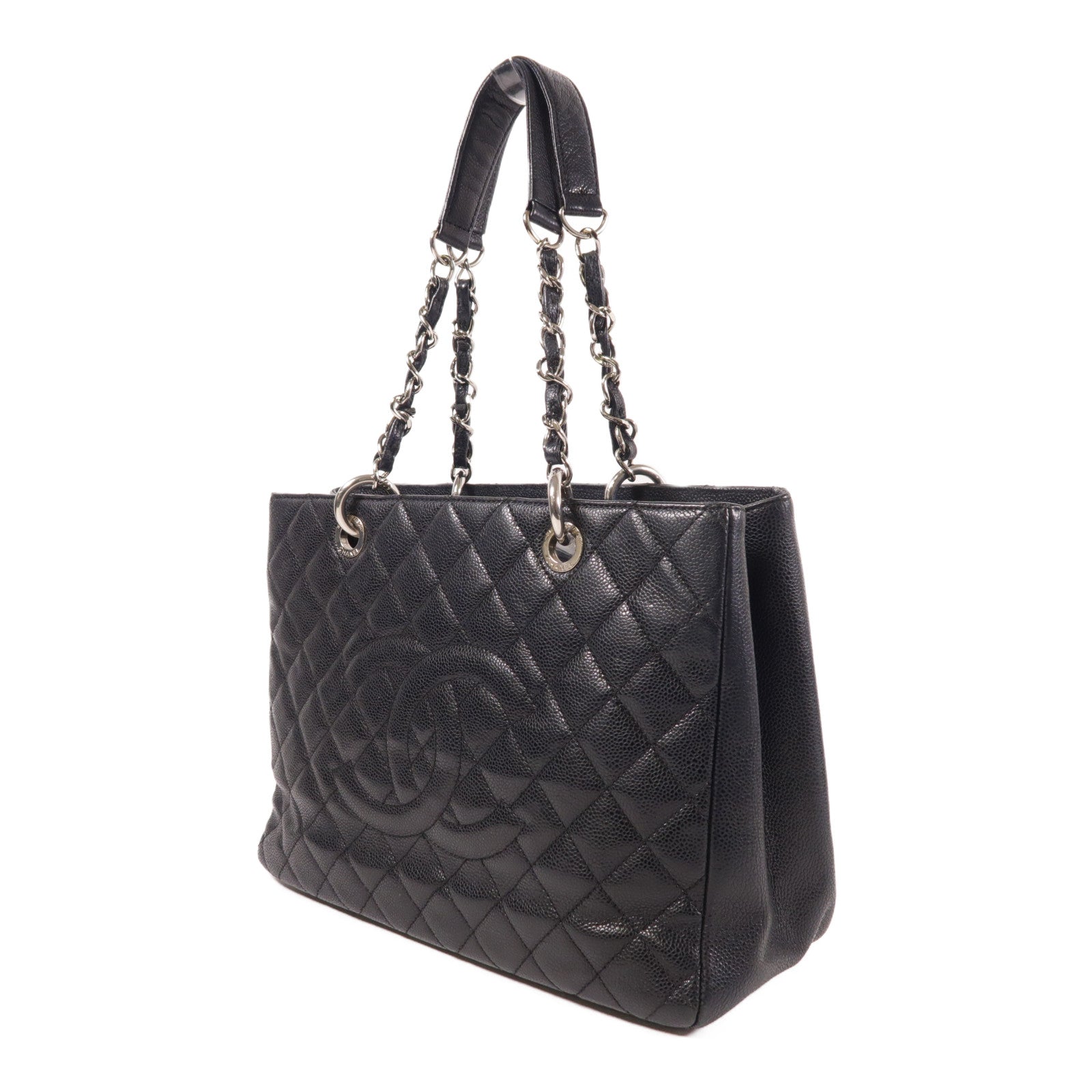 CHANEL 牛皮皮革GST銀扣鏈帶肩背袋