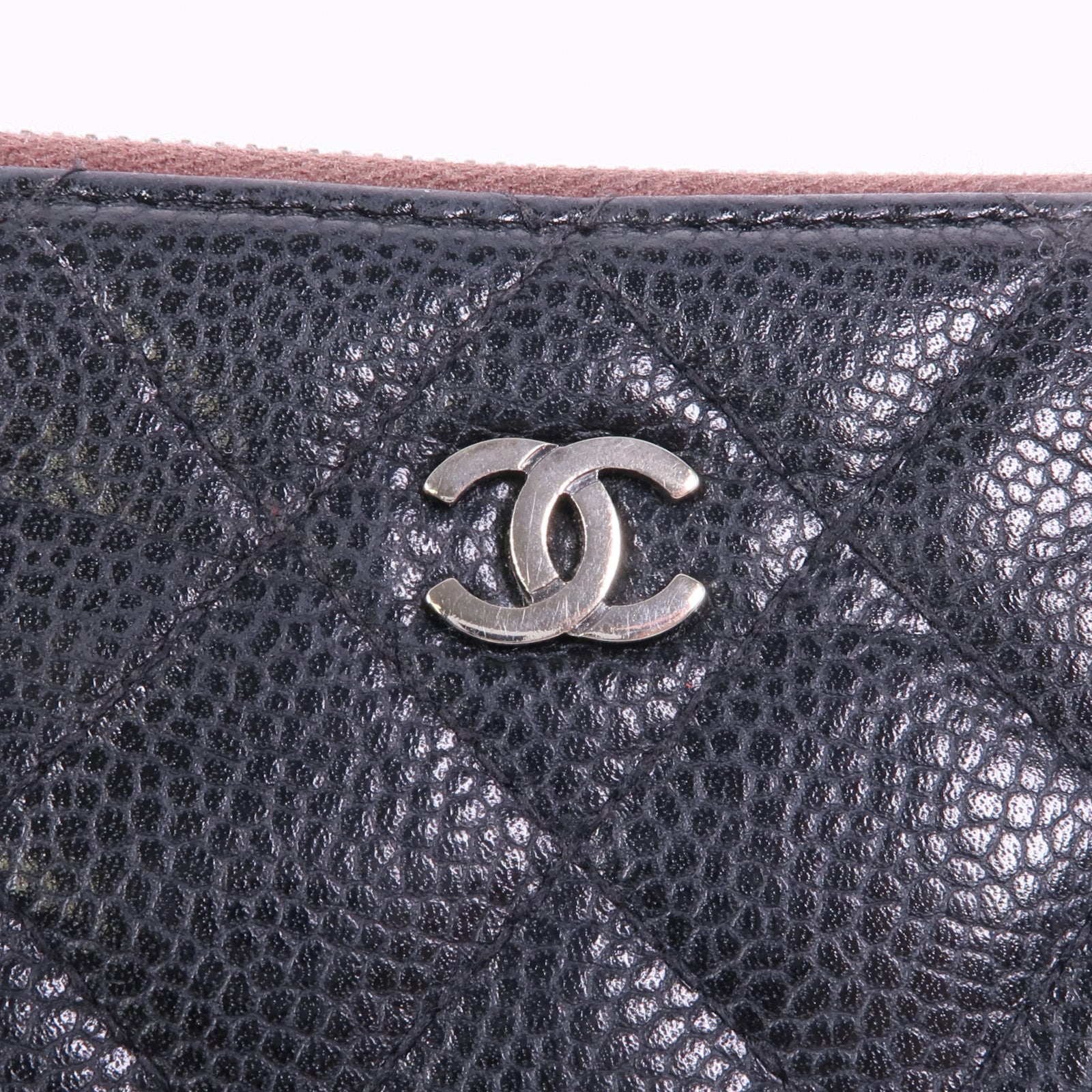 CHANEL 牛皮皮革Pouch銀扣手拿包