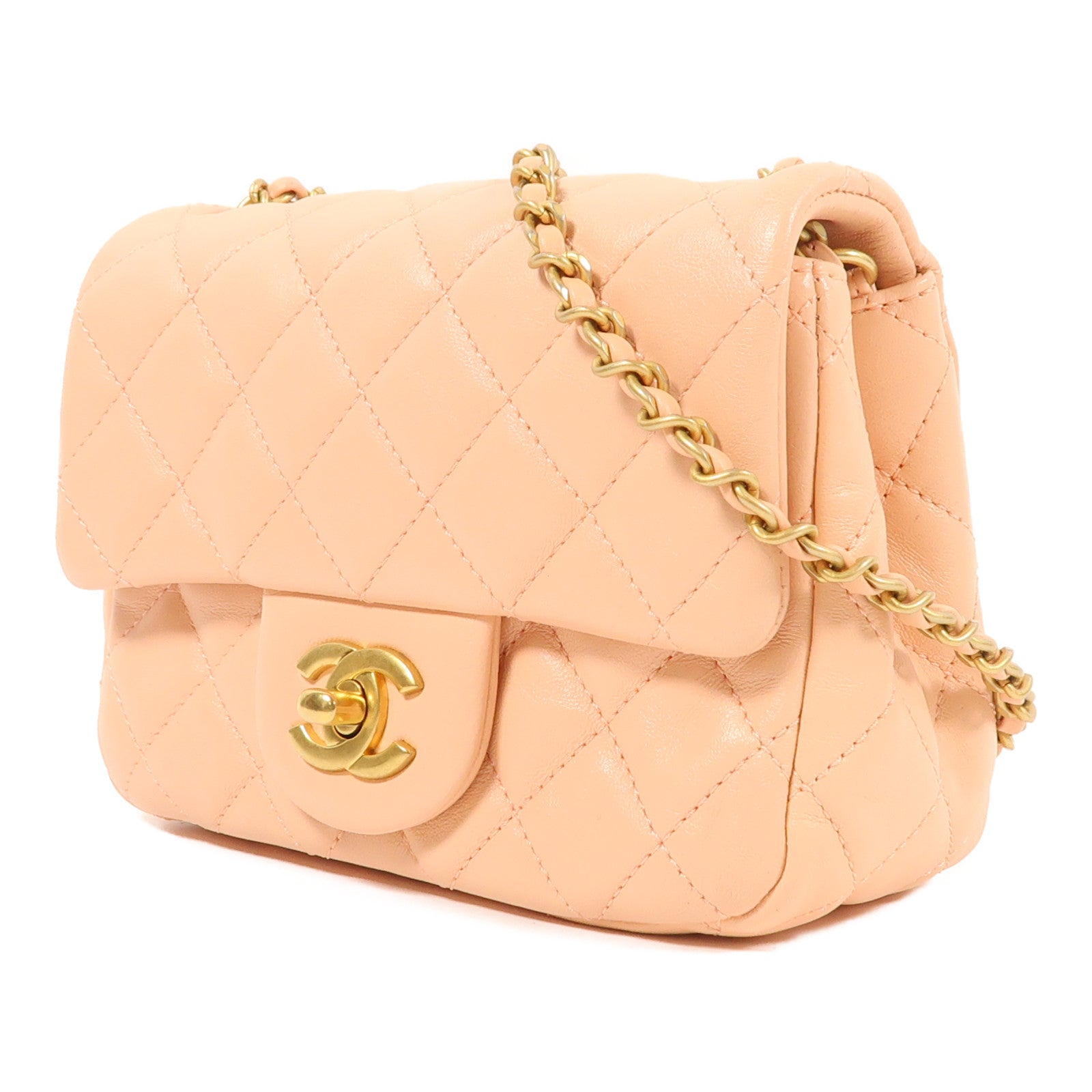 CHANEL 羊皮皮革Chain Shoulder金扣鏈帶肩背袋