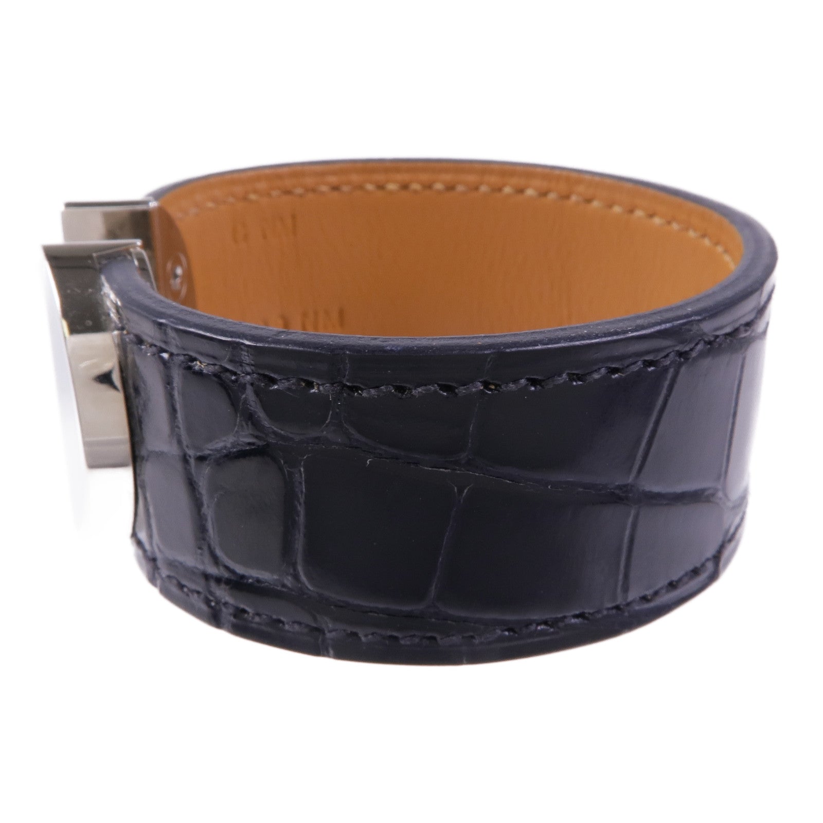 HERMES 鱷魚皮革2002 Manchette銀扣手帶