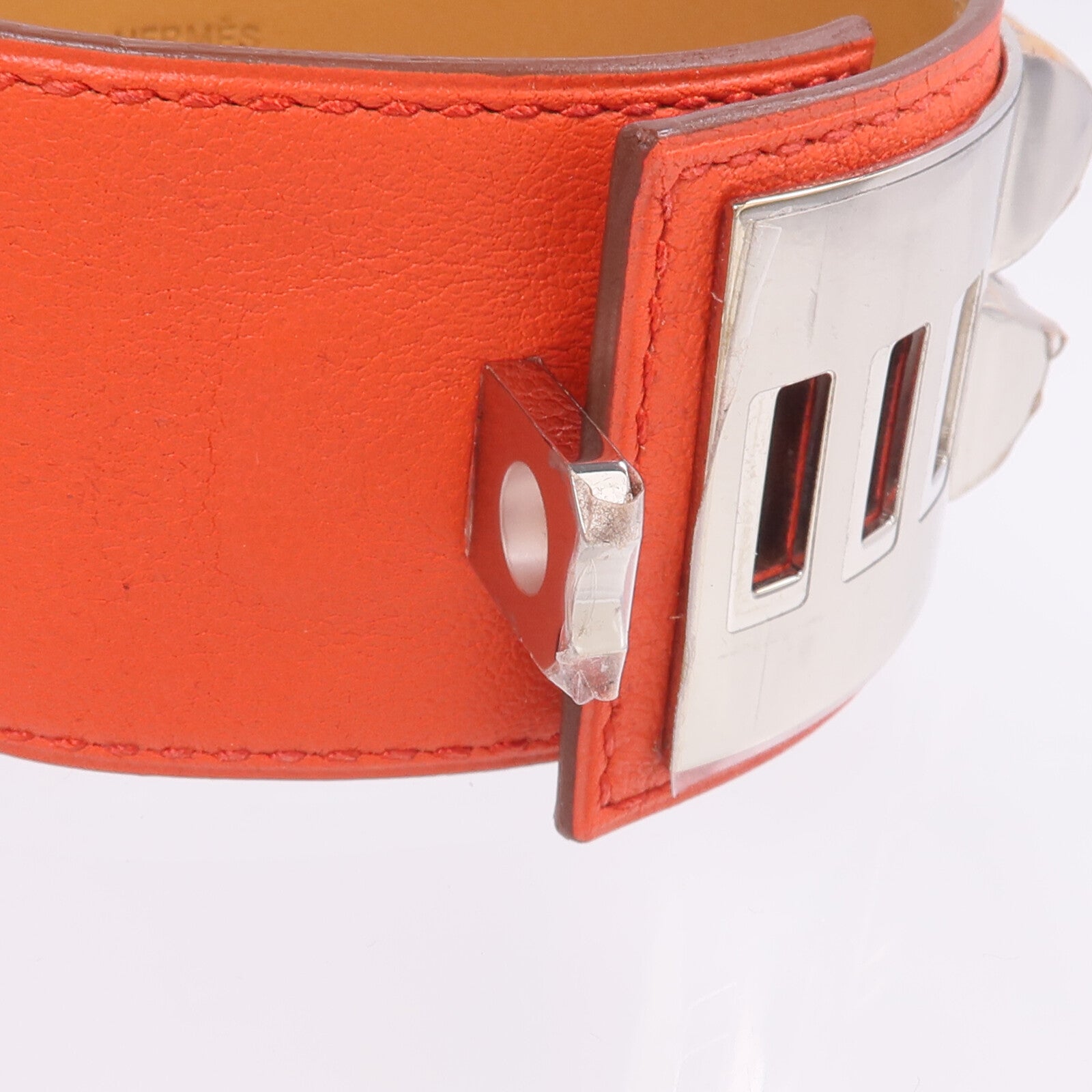 HERMES Swift皮革Collier De Chien Bracelet手鐲Rouge Pivoine