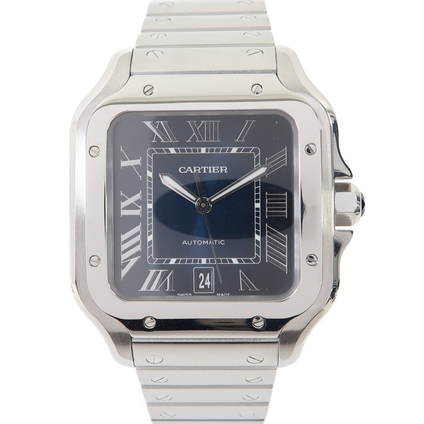 CARTIER Santos De Cartier Large不鏽鋼手錶自動機芯深藍色
