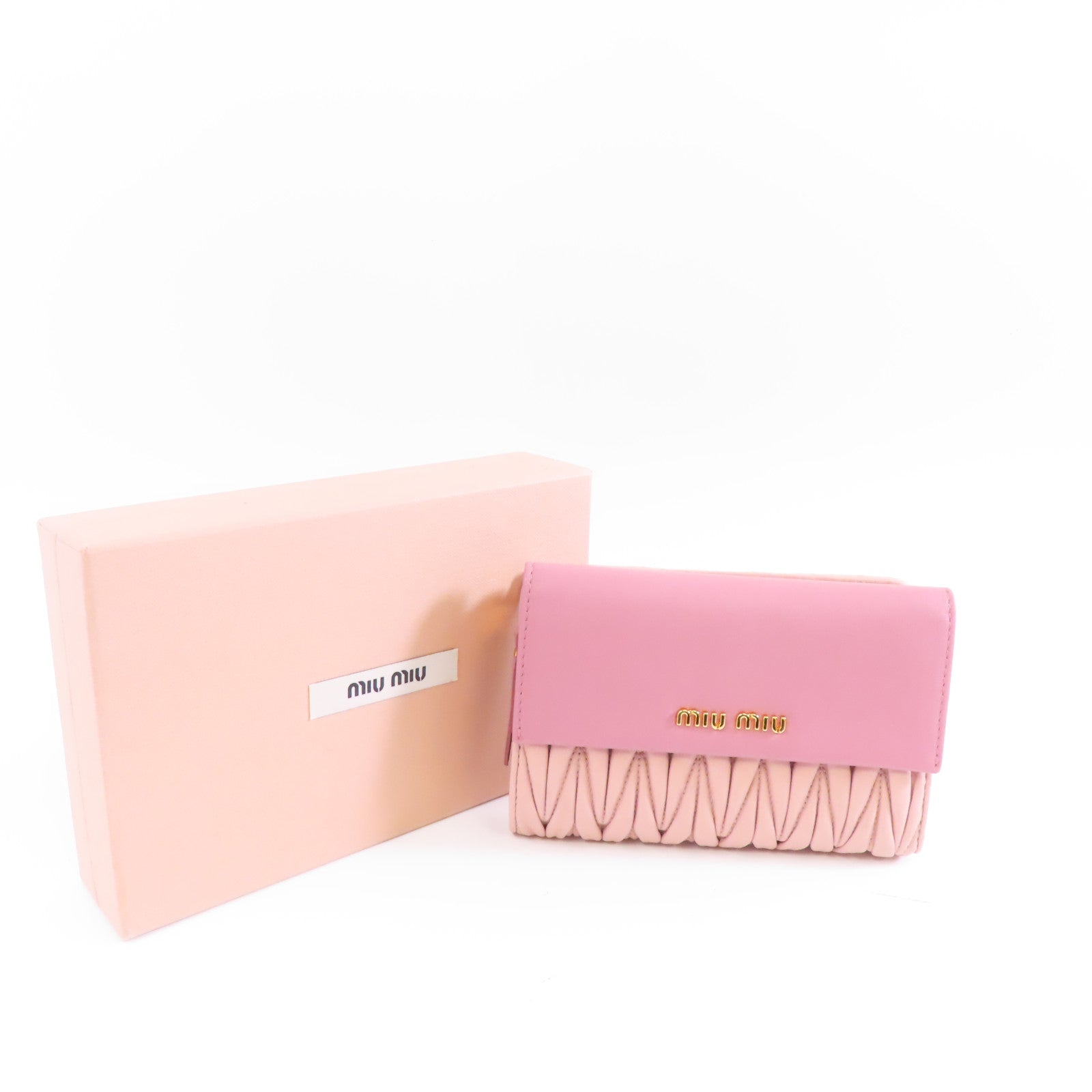 Miu Miu 羊皮皮革Wallet金扣錢包粉紅色
