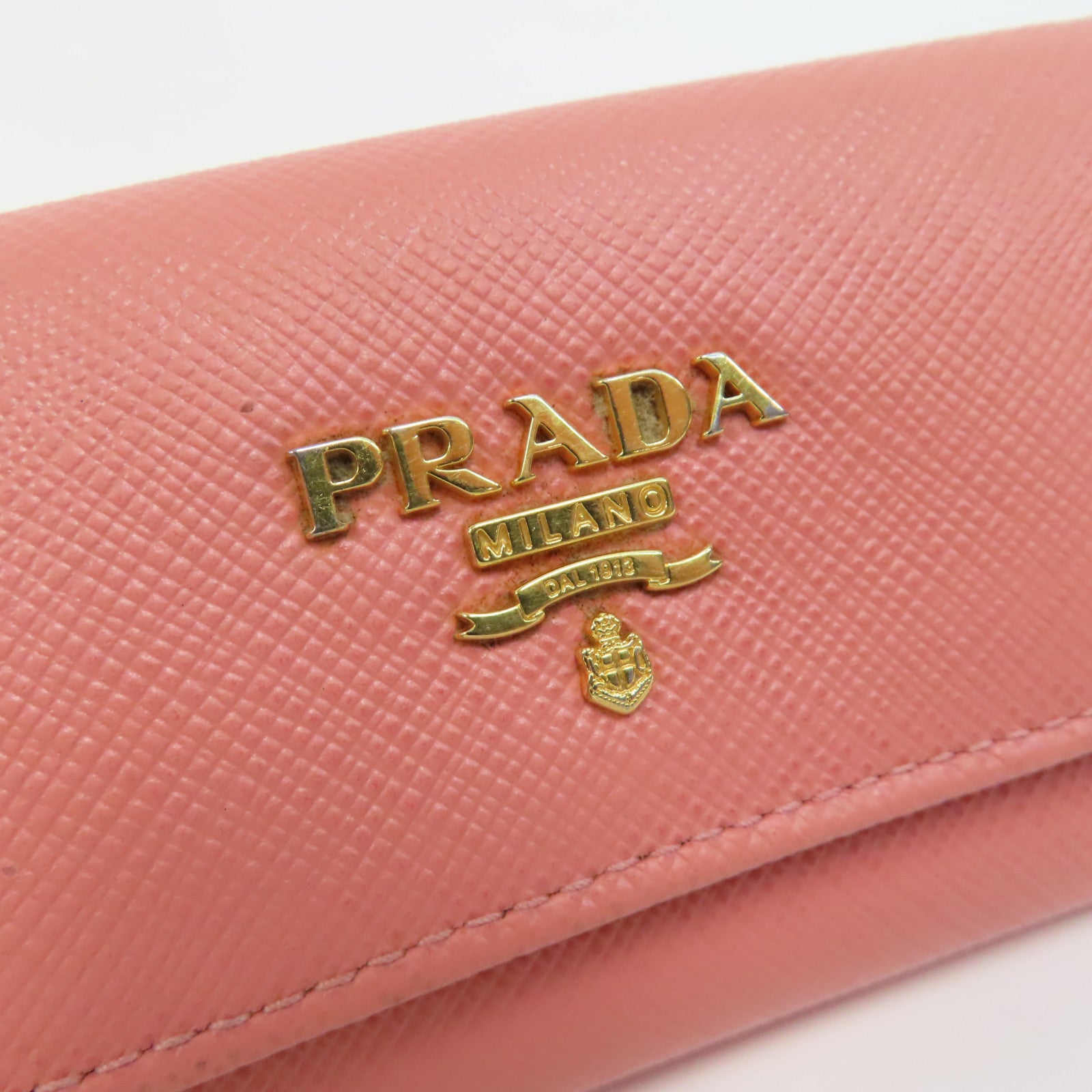 PRADA 牛皮皮革Key Case金釦鎖匙包粉紅色