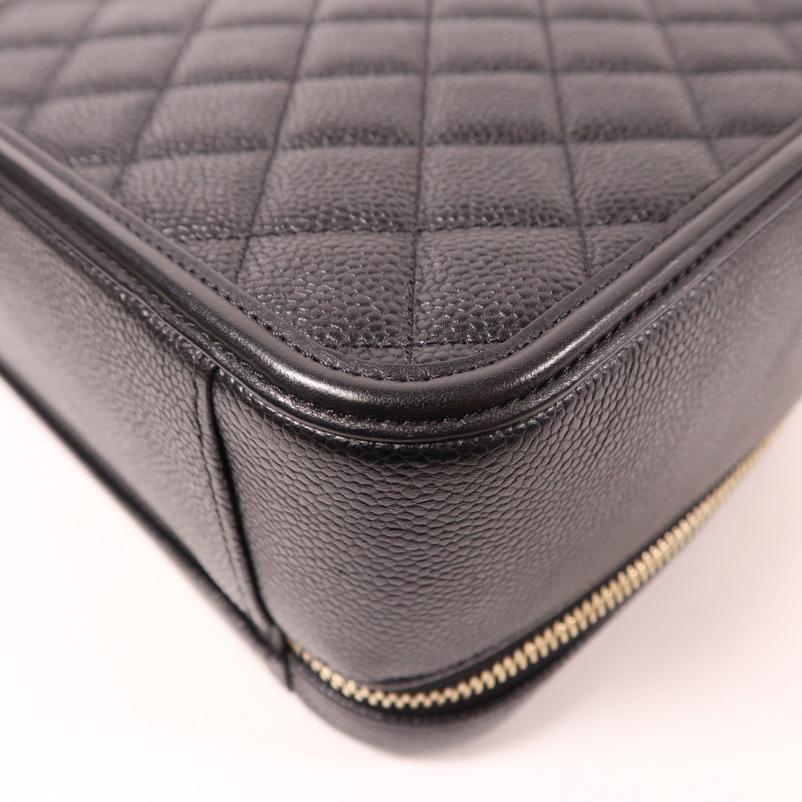 CHANEL 牛皮皮革Filigree Vanity Case金扣手挽肩背兩用袋