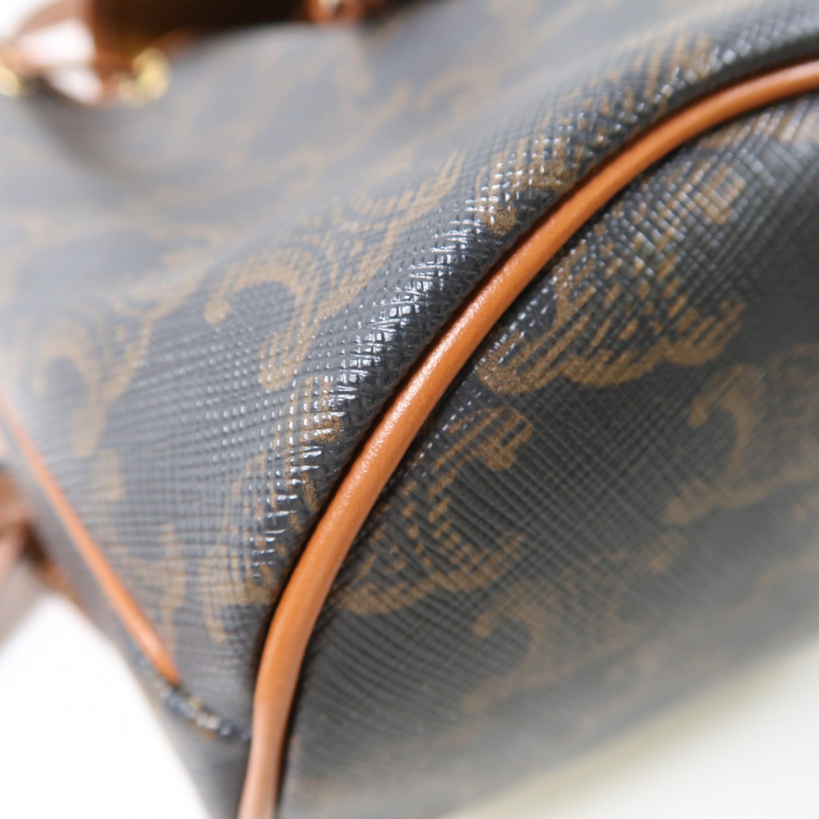 CELINE 塗層帆布Triomphe Backpack金扣背包棕色