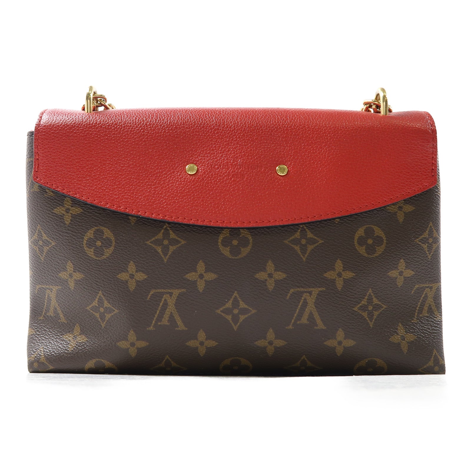LOUIS VUITTON Monogram Saint Placide金扣肩背袋啡色/紅色