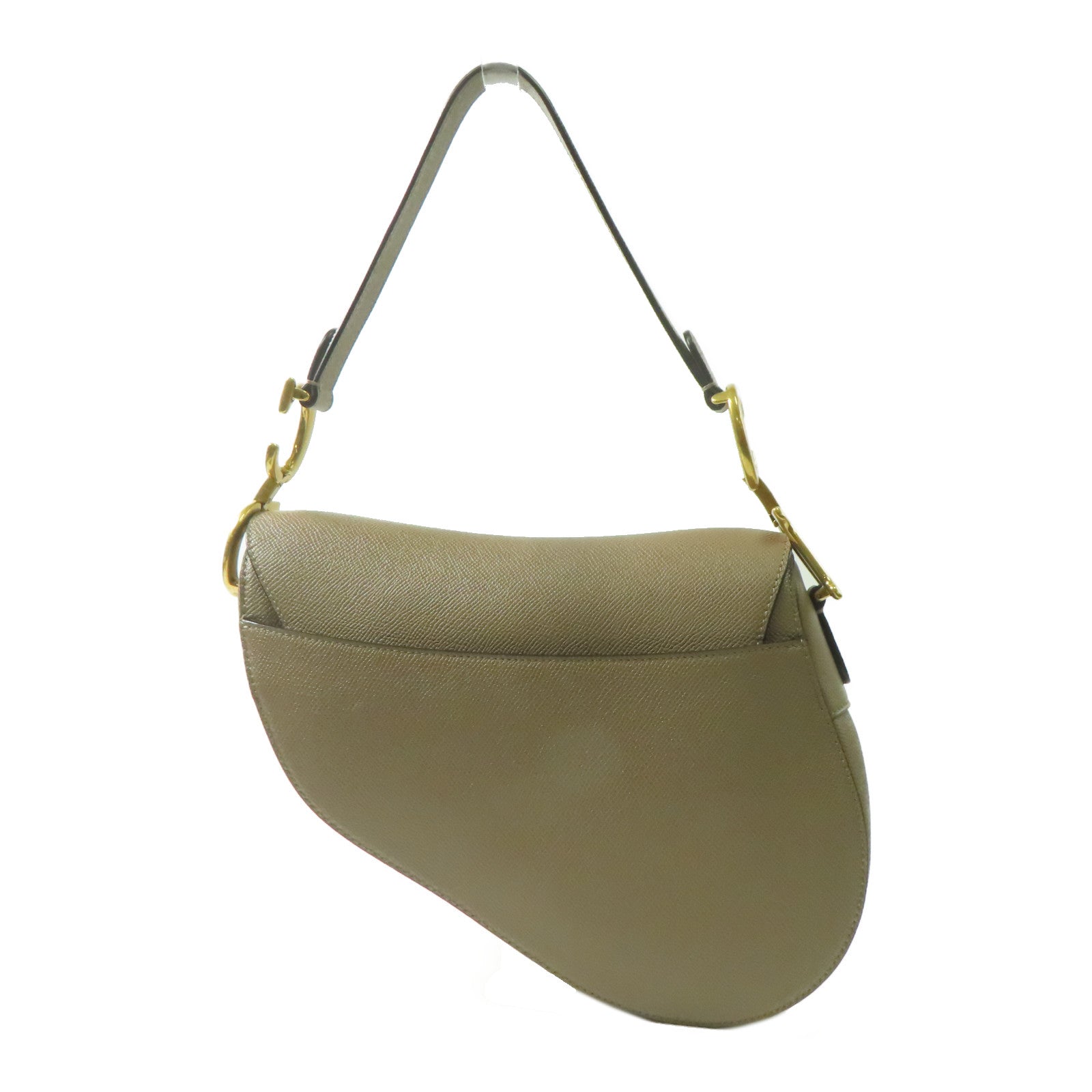Dior 牛皮皮革Saddle Bag金扣手挽肩背兩用袋米色