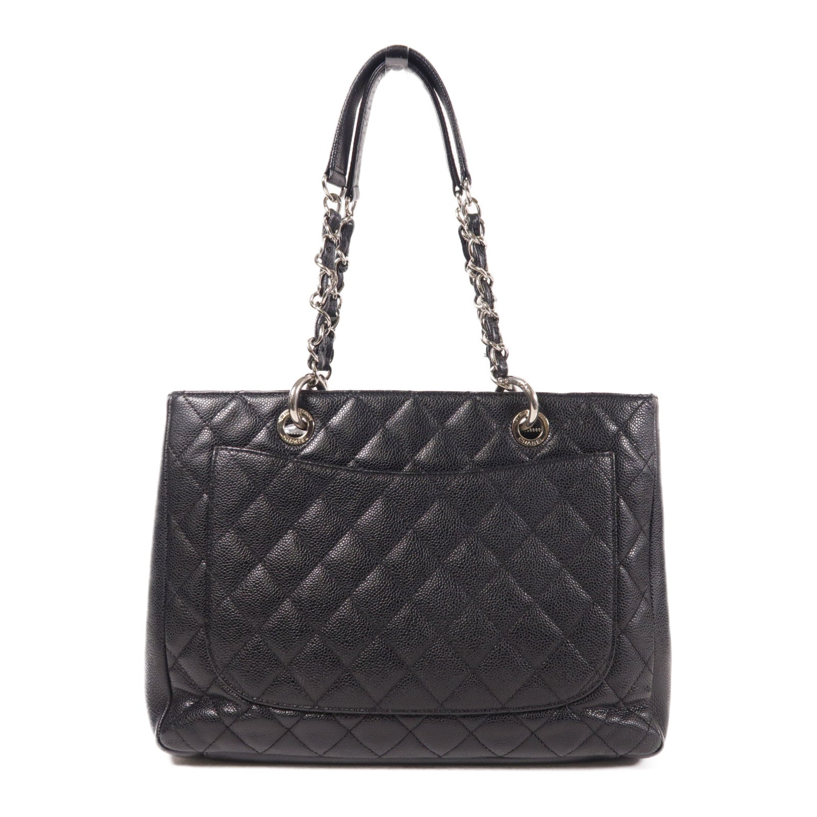 CHANEL 牛皮皮革GST銀扣鏈帶肩背袋