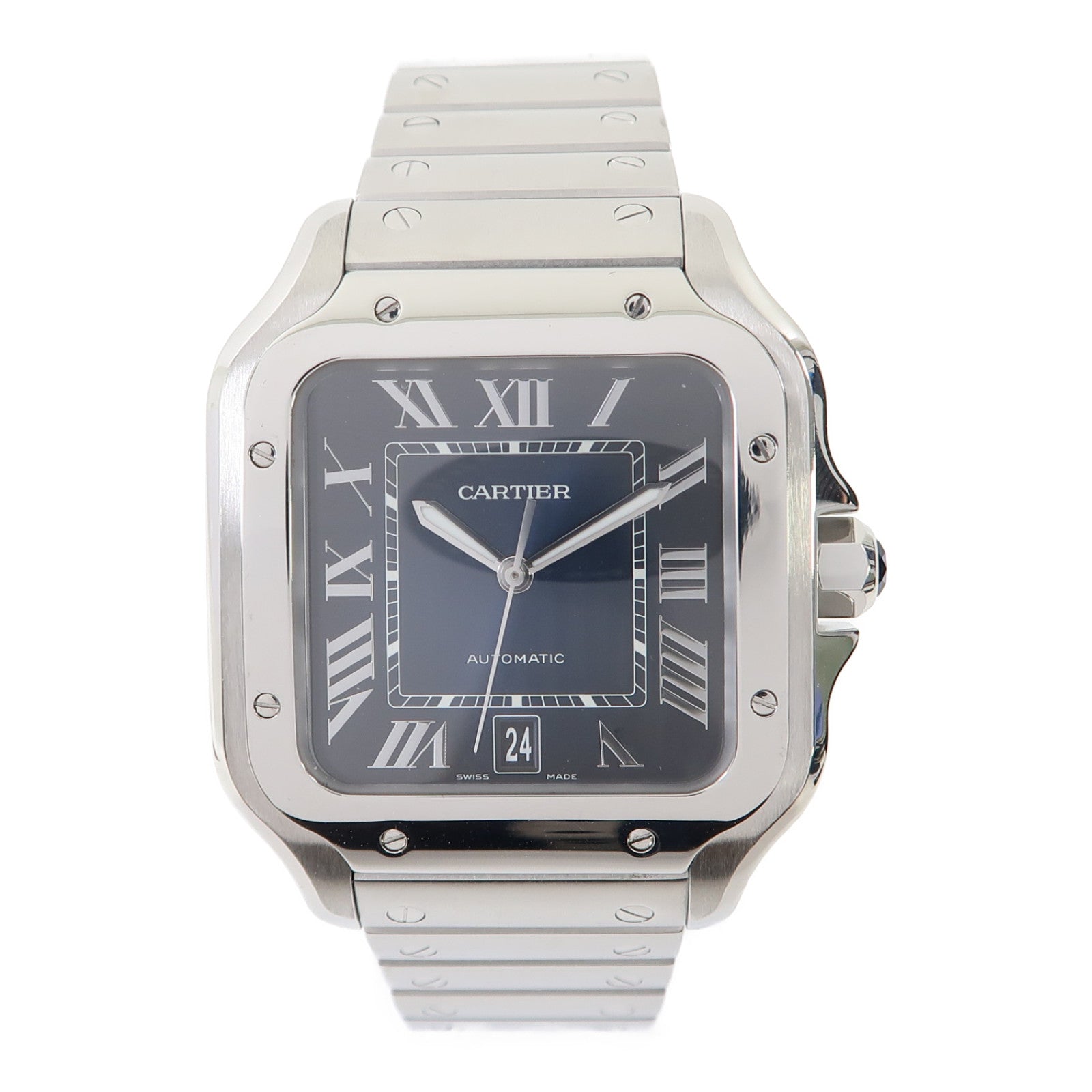 CARTIER Santos De Cartier Large不鏽鋼手錶自動機芯深藍色