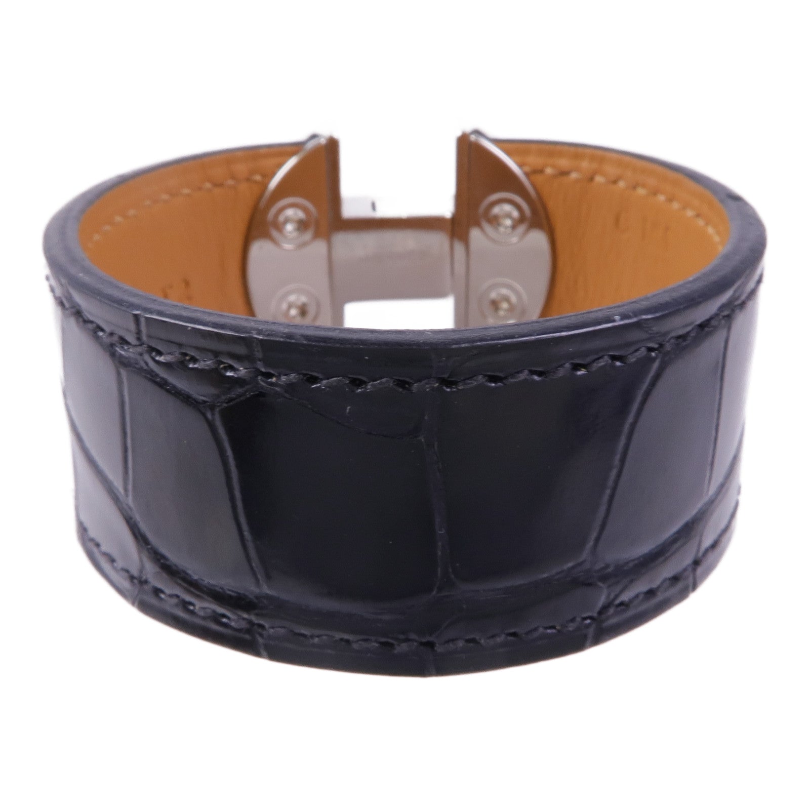 HERMES 鱷魚皮革2002 Manchette銀扣手帶