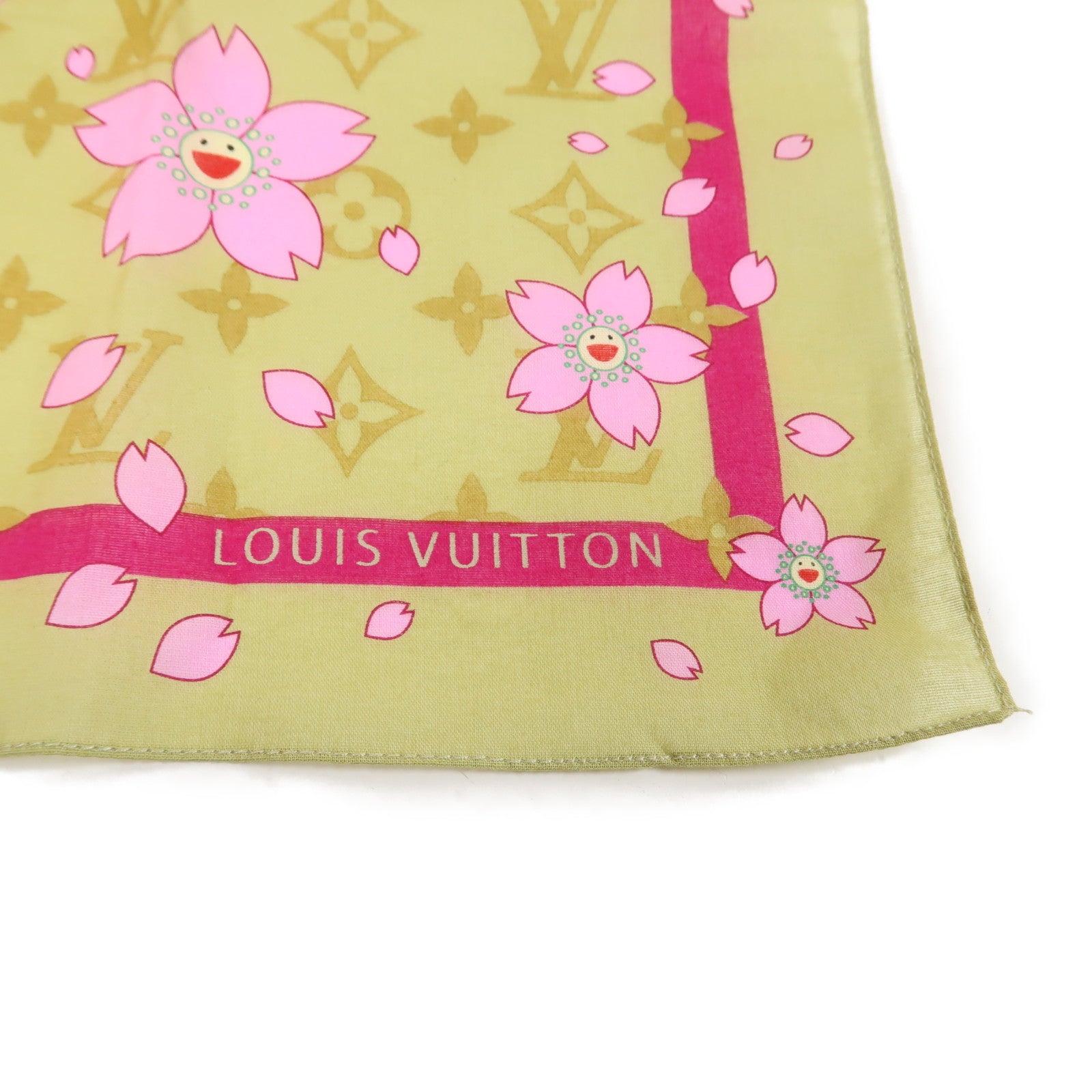 LOUIS VUITTON 【激減優惠】棉質Scarf絲巾黃色/粉紅色