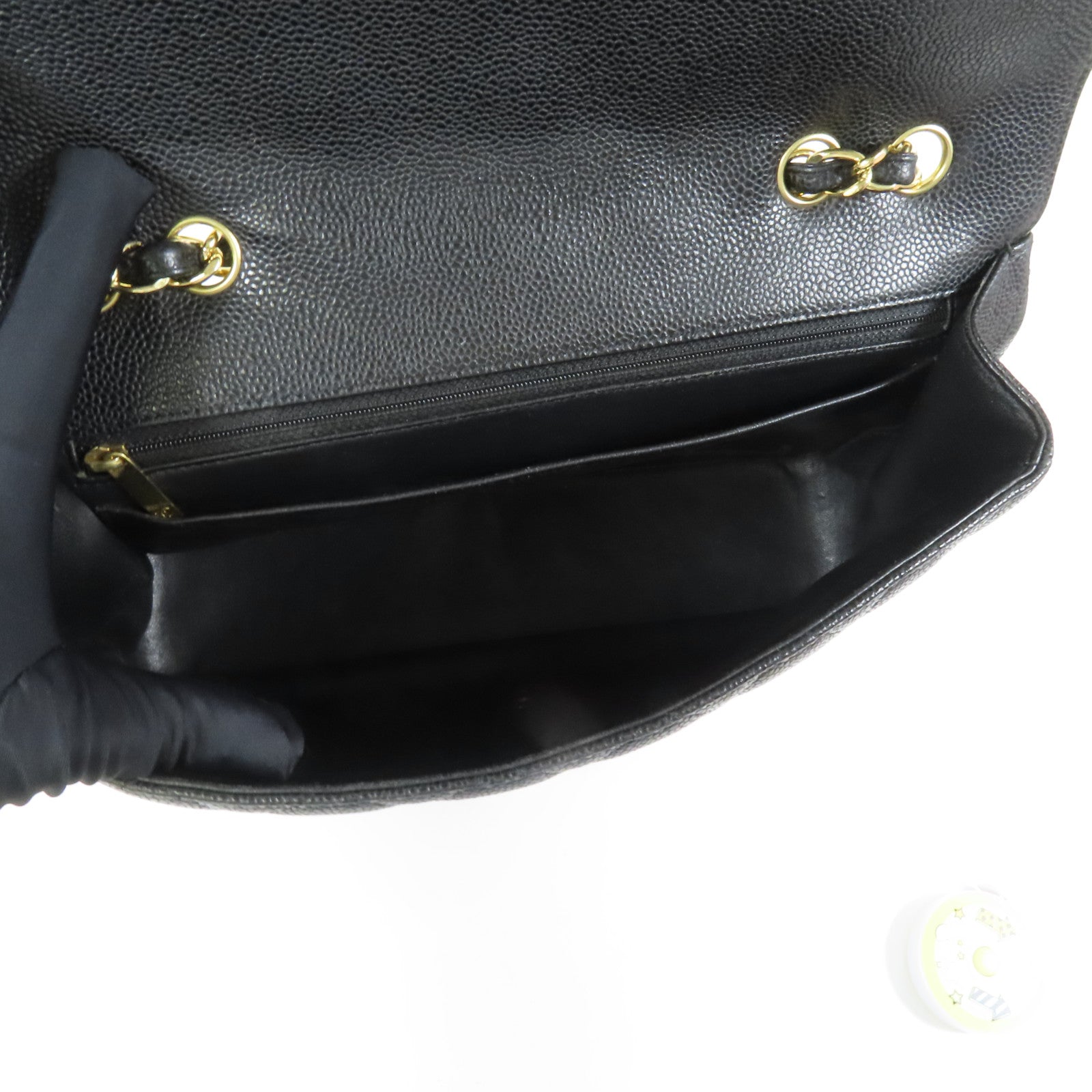 CHANEL 牛皮皮革Large Classic金扣鏈帶肩背袋