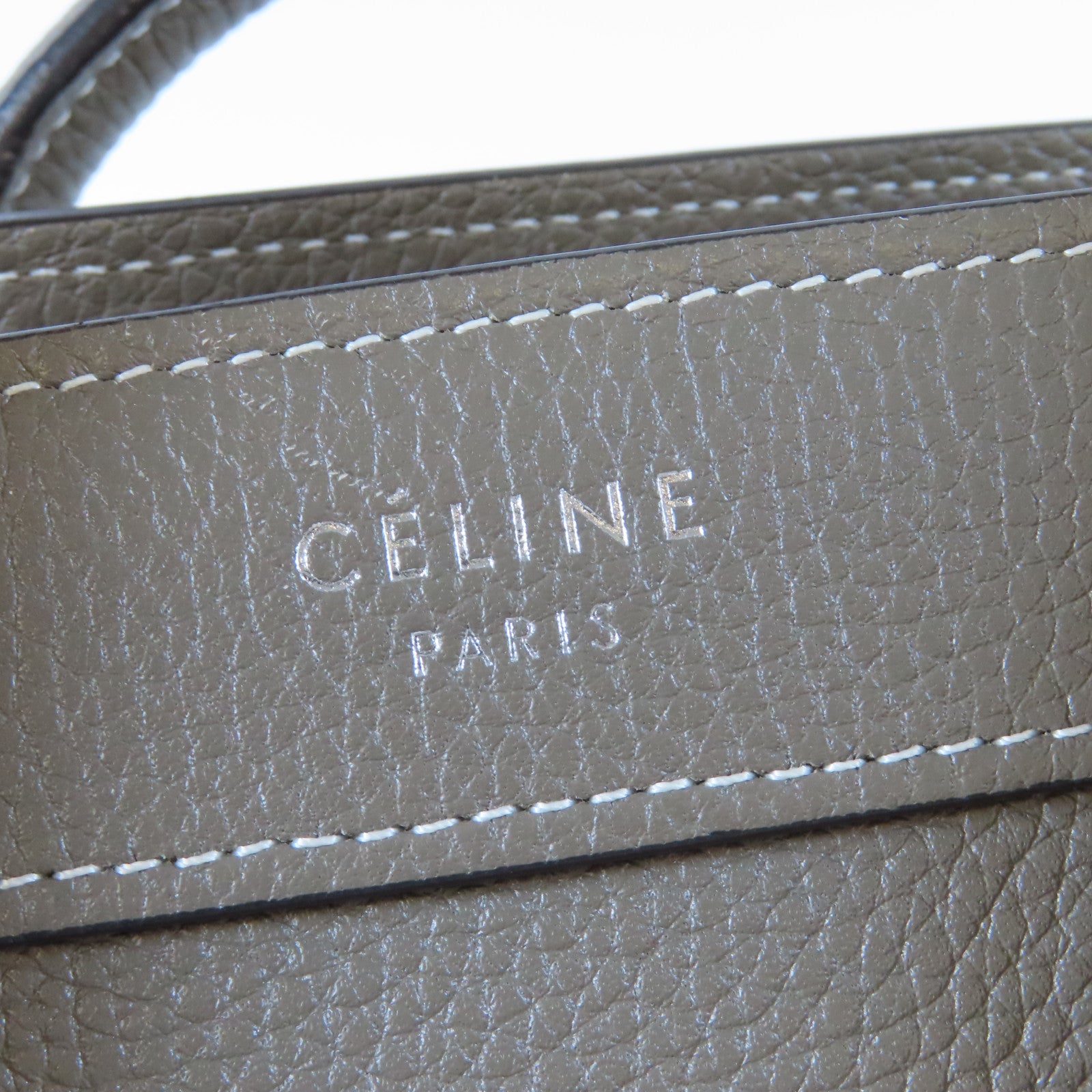 CELINE **【激減優惠】牛皮皮革Nano Luggage銀扣手挽肩背兩用袋灰色