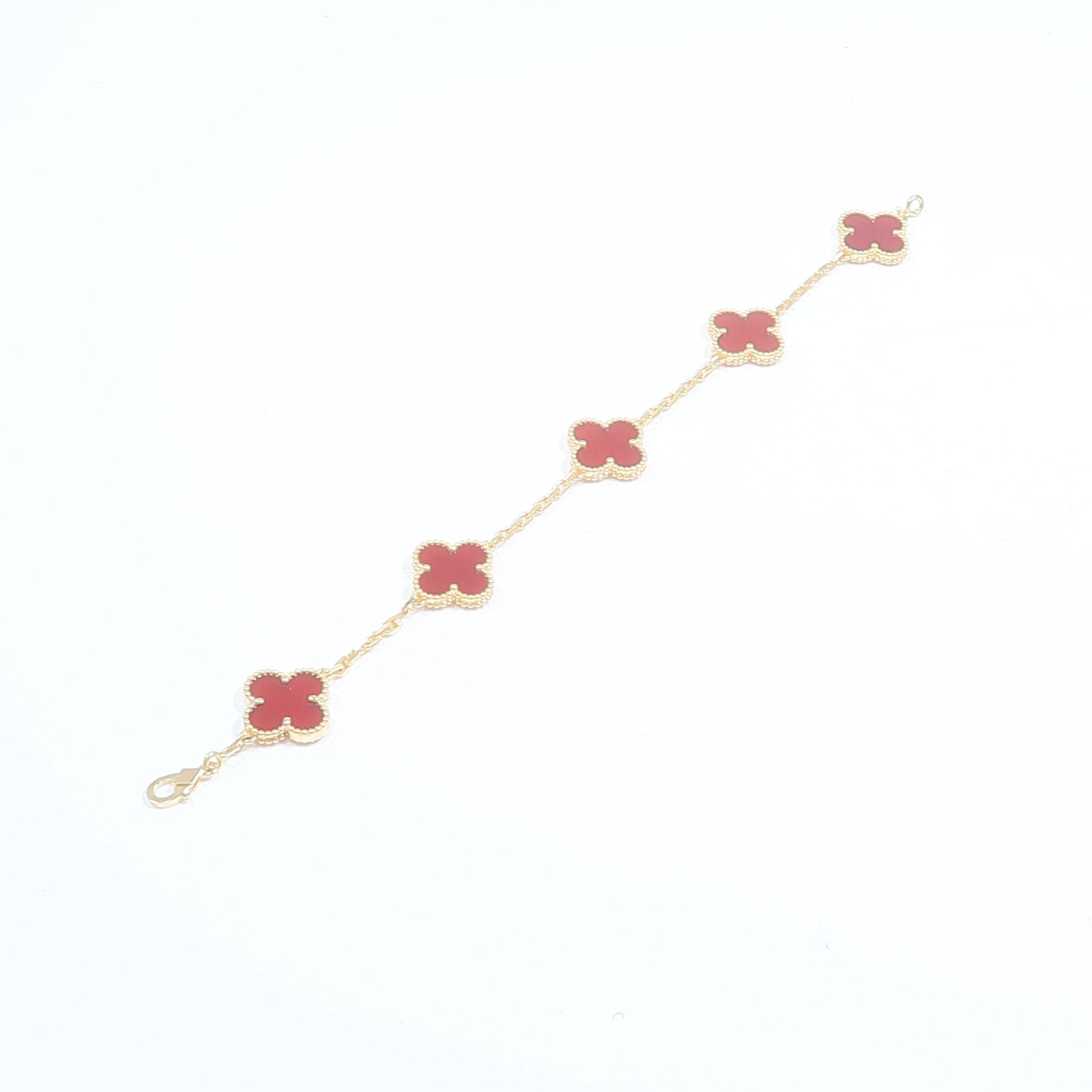 Van Cleef & Arpels 18K黃金Vintage Alhambre Bracelet紅玉髓手鏈