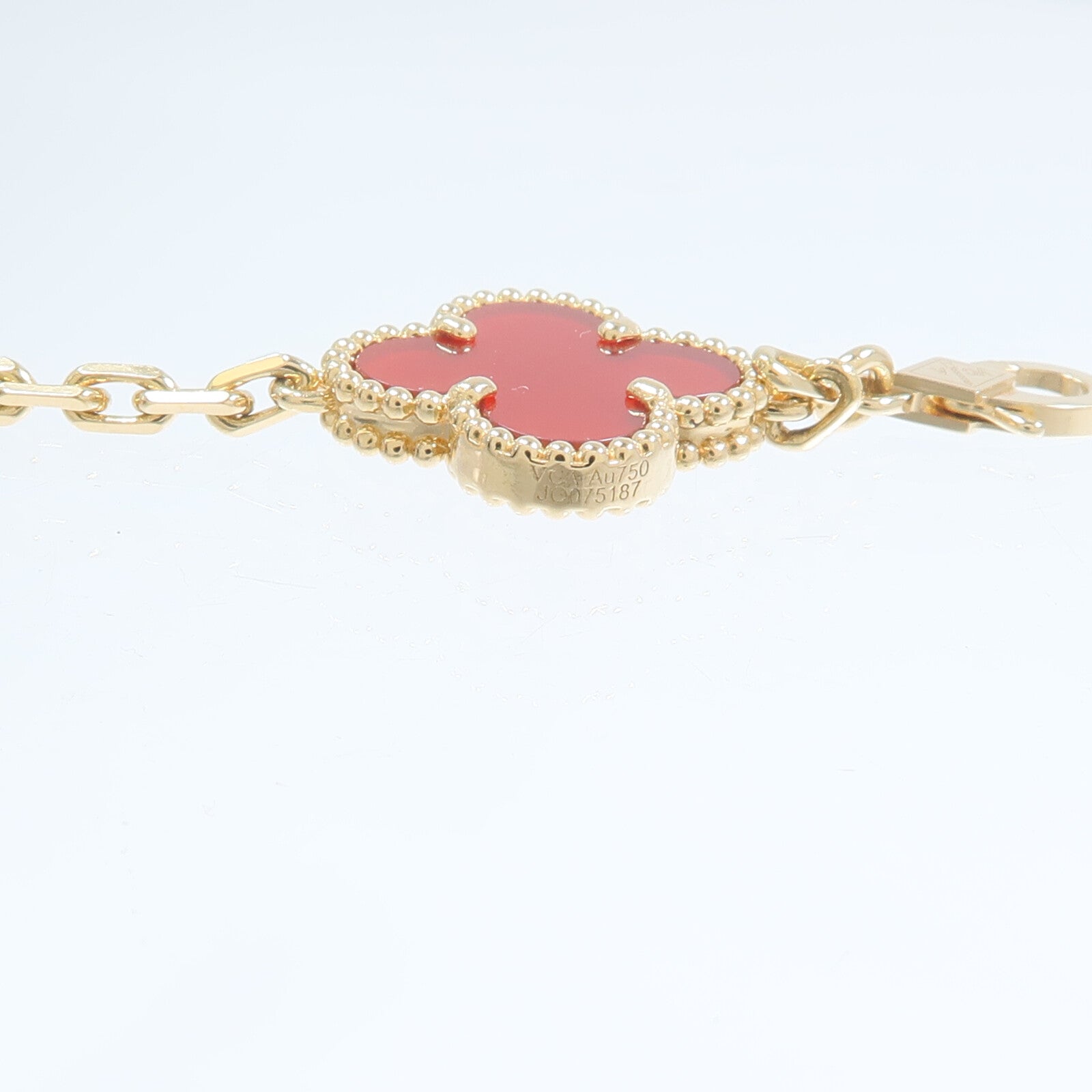 Van Cleef & Arpels 18K黃金Vintage Alhambre Bracelet紅玉髓手鏈