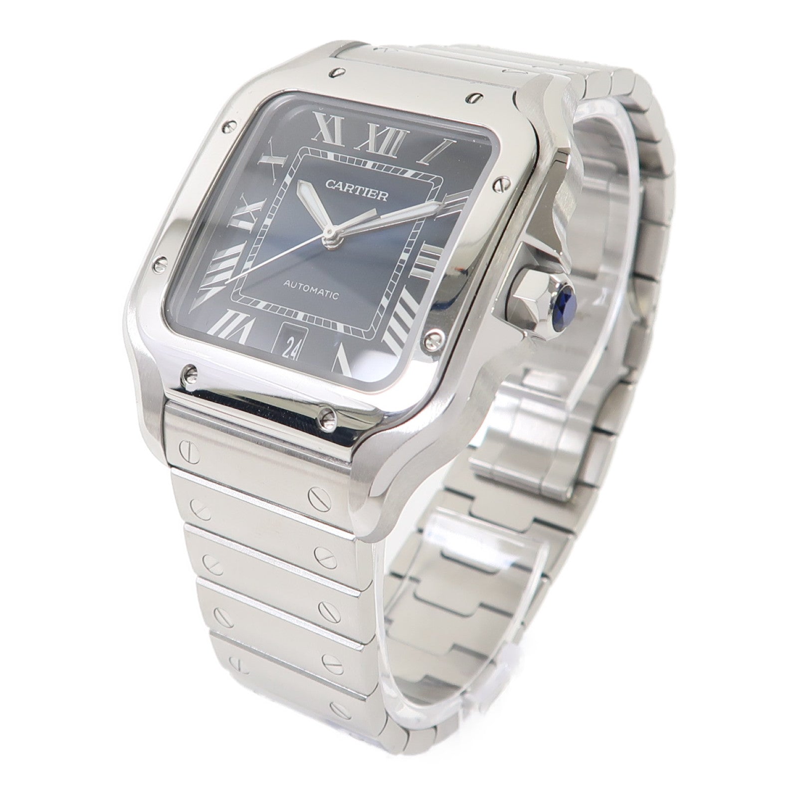 CARTIER Santos De Cartier Large不鏽鋼手錶自動機芯深藍色