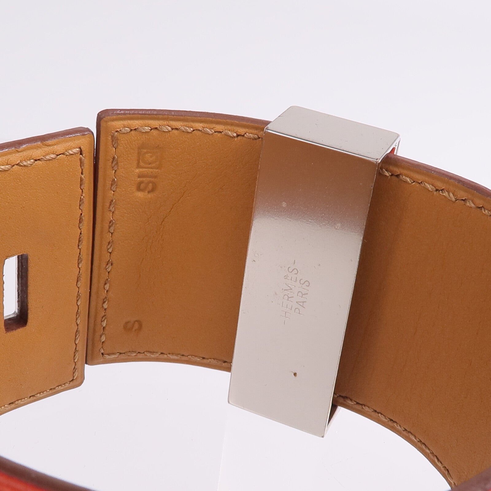 HERMES Swift皮革Collier De Chien Bracelet手鐲Rouge Pivoine