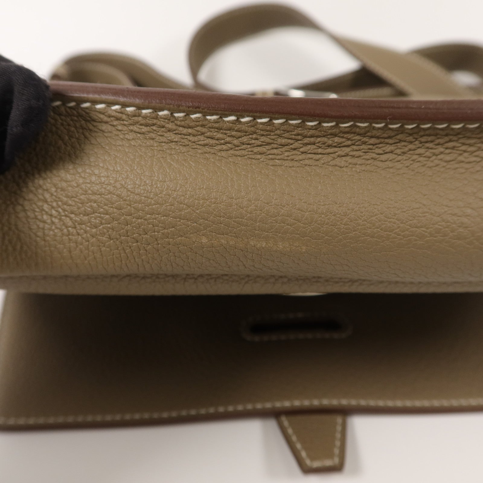 HERMES Clemence皮革Steve Light Junior肩背袋Etoupe