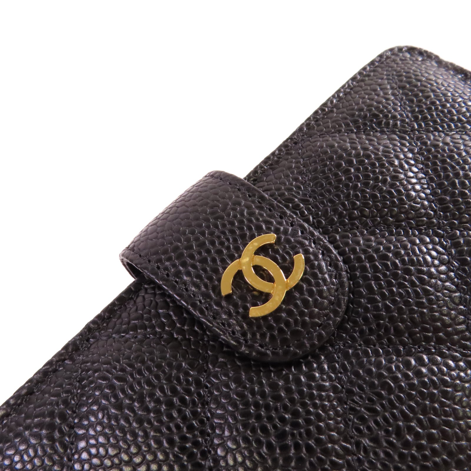 CHANEL 菱格Caviar皮革Medium Wallet金扣中長錢包黑色