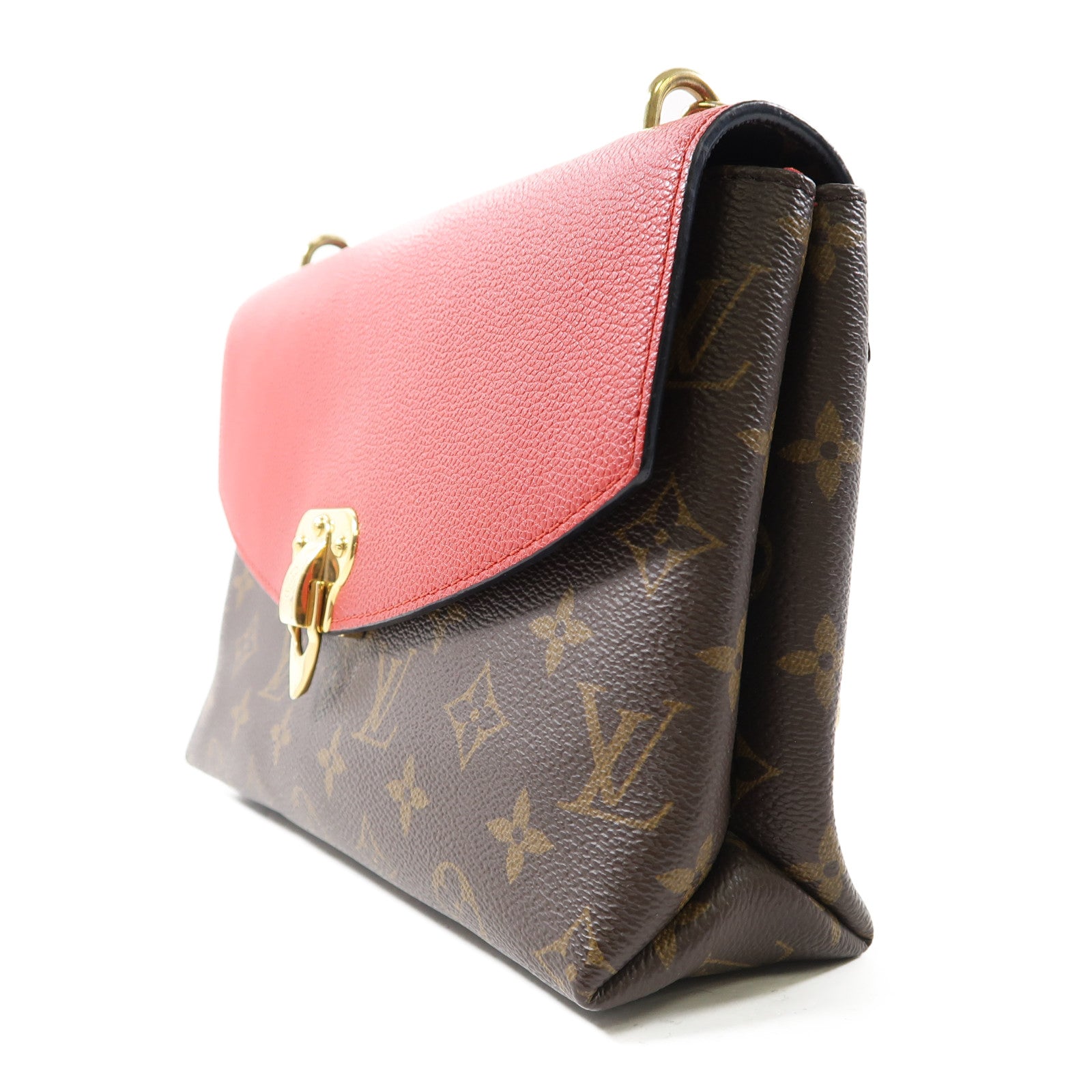 LOUIS VUITTON Monogram Saint Placide金扣肩背袋啡色/紅色