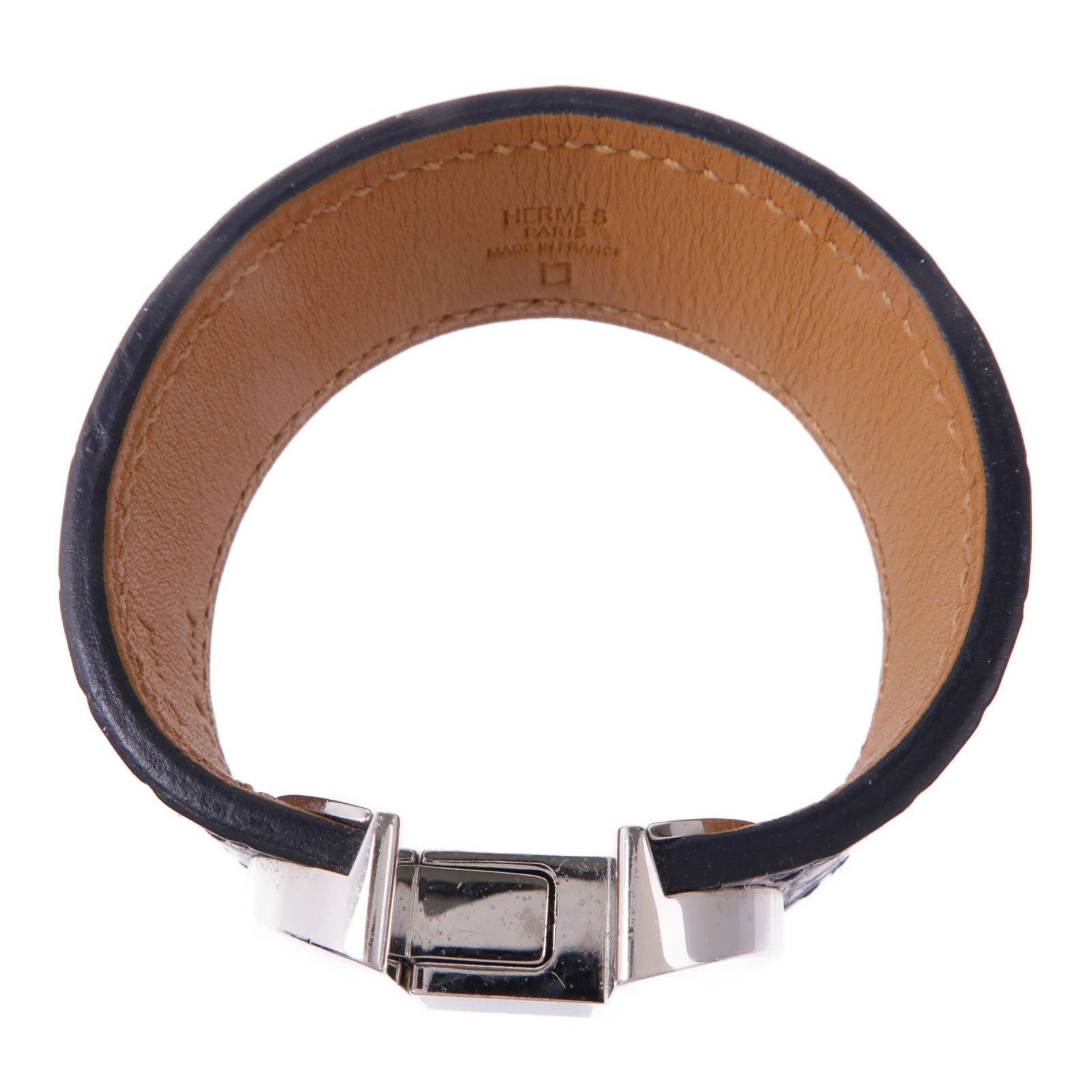 HERMES 鱷魚皮革2002 Manchette銀扣手帶
