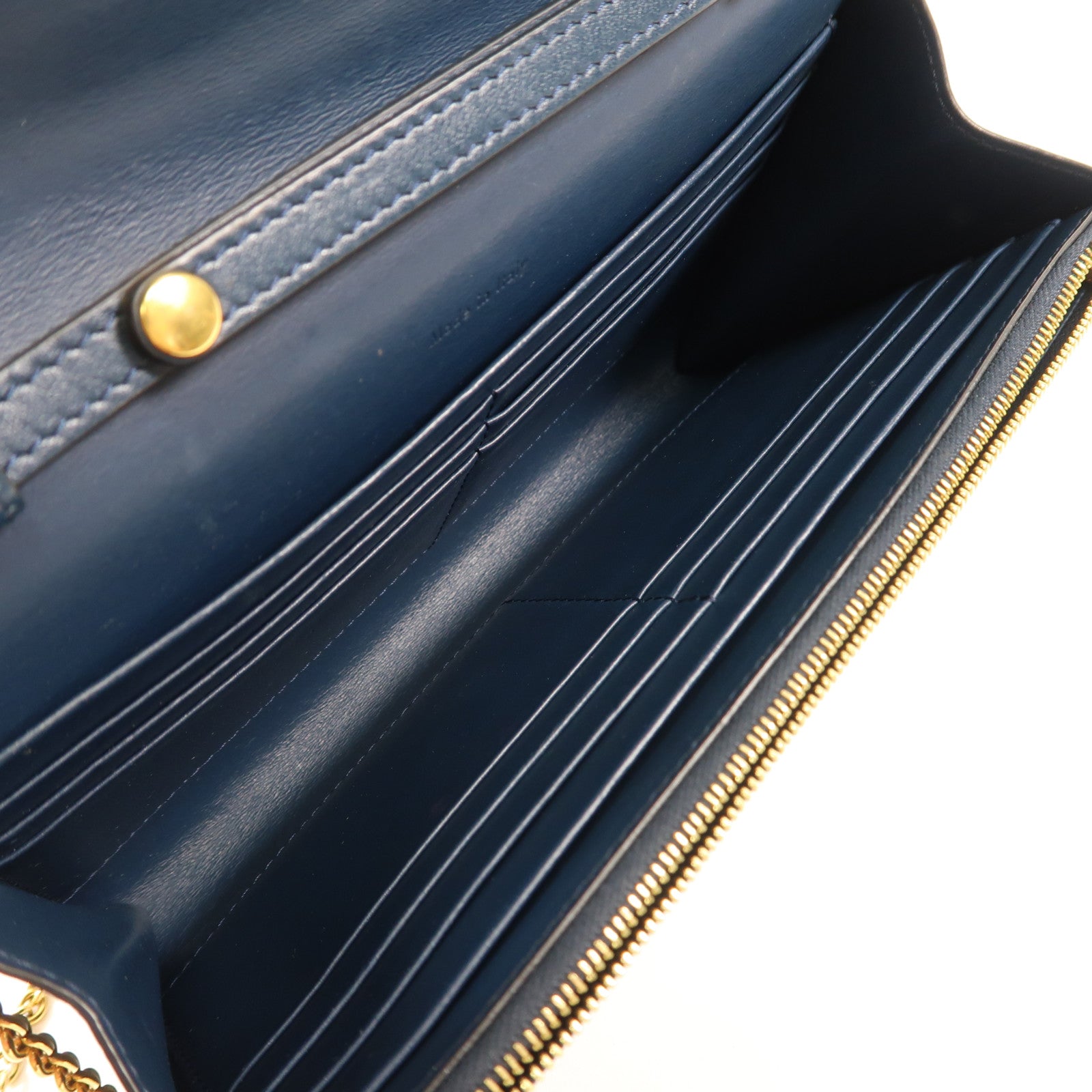 CELINE GHW Chain Shoulder Bag Calfskin Leather Brown/Blue/Navy