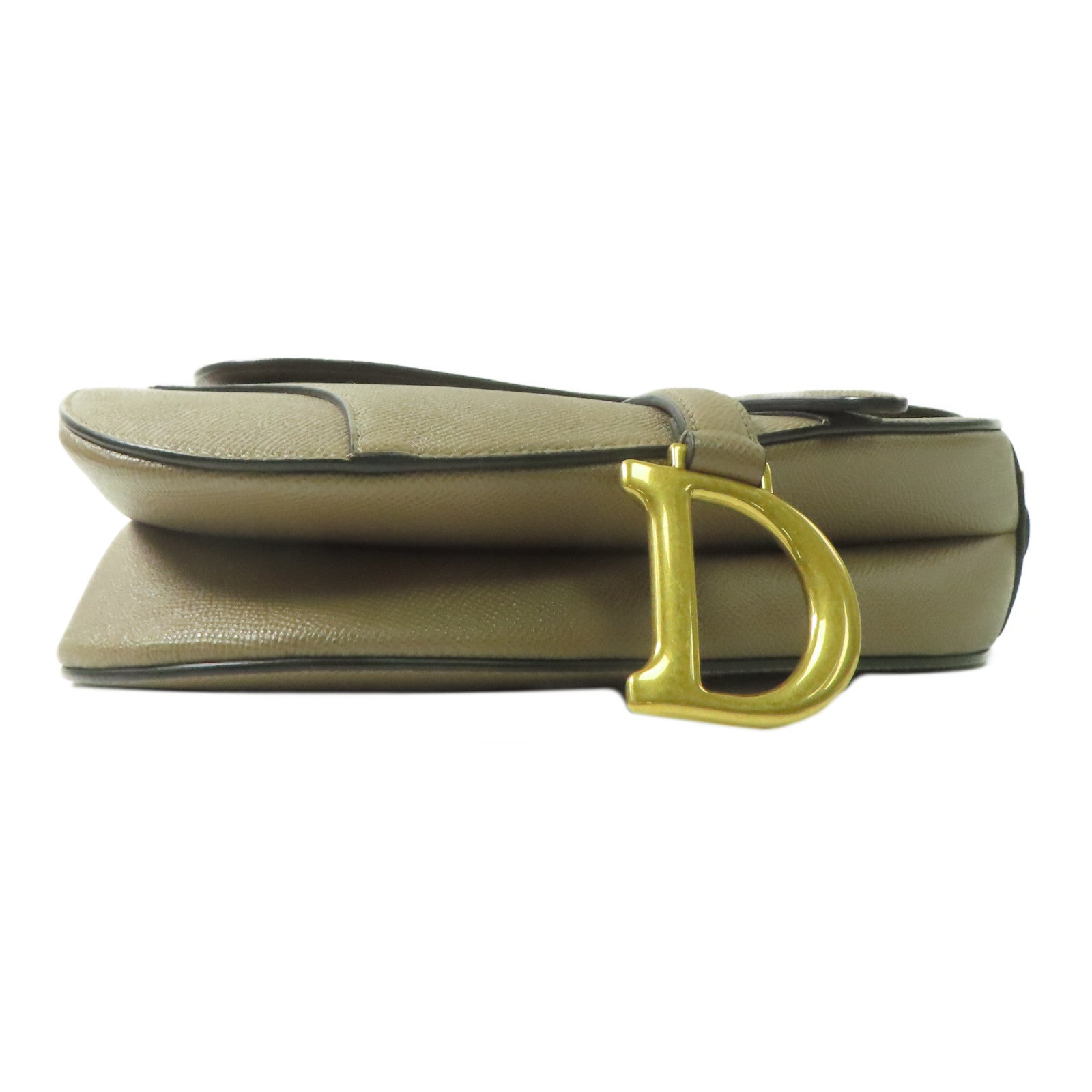 Dior 牛皮皮革Saddle Bag金扣手挽肩背兩用袋米色