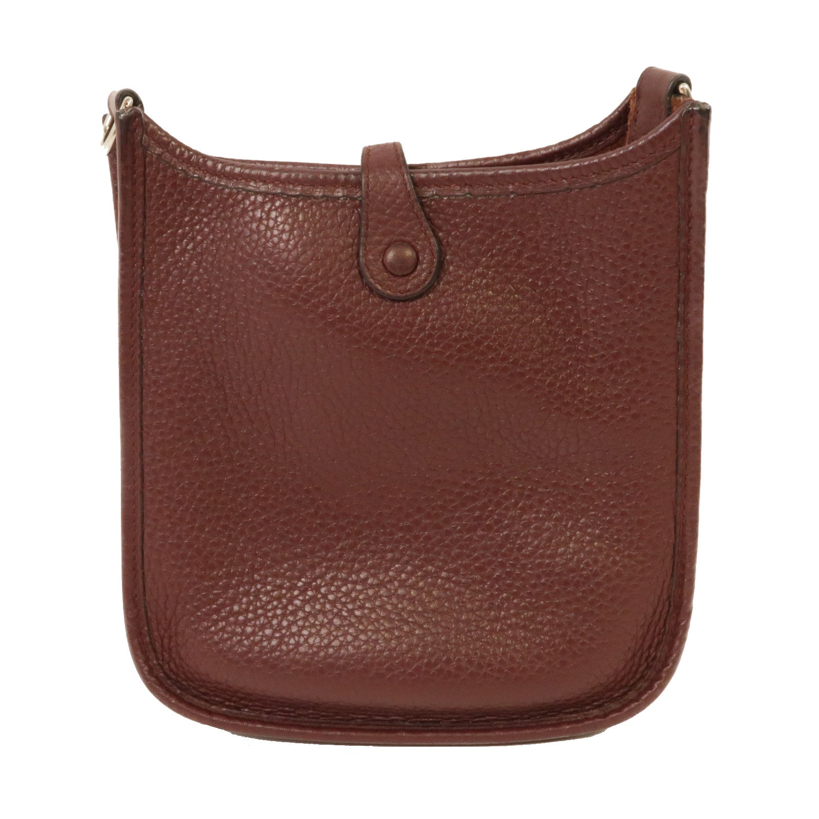 HERMES Clemence皮革Evelyne TPM銀扣肩背袋酒紅色