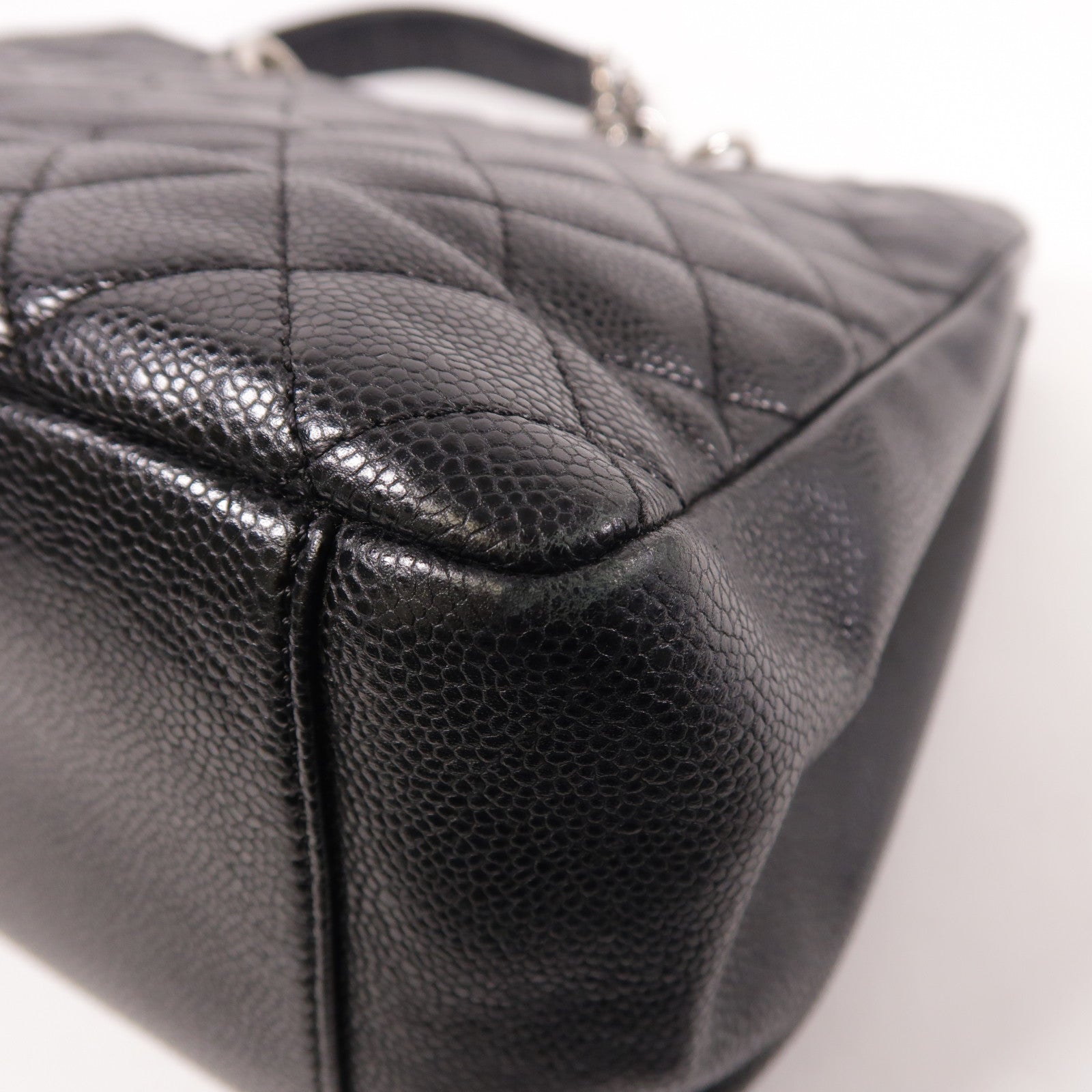 CHANEL 牛皮皮革GST銀扣鏈帶肩背袋