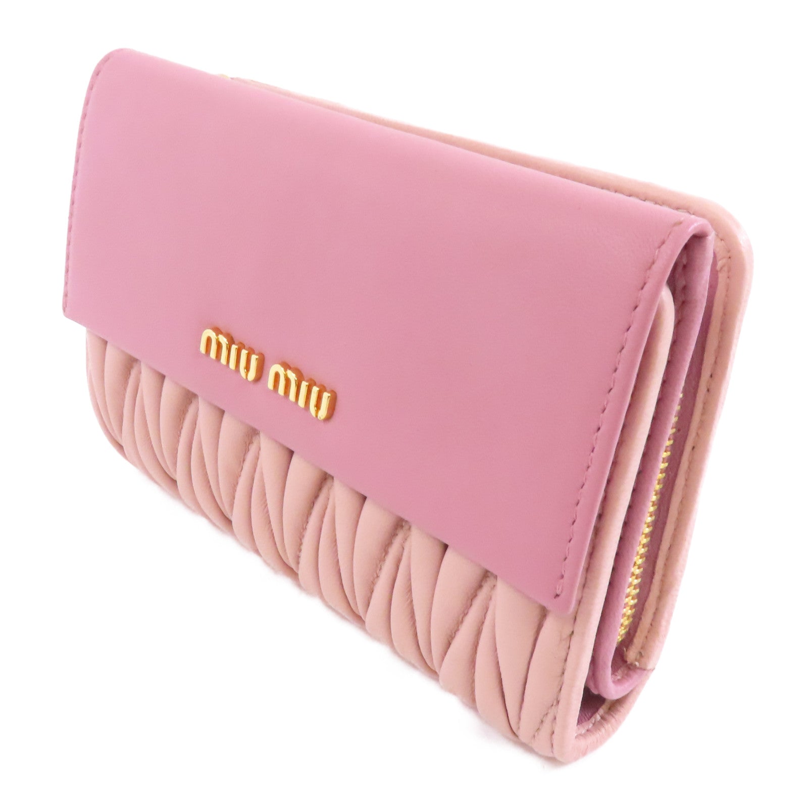 Miu Miu 羊皮皮革Wallet金扣錢包粉紅色