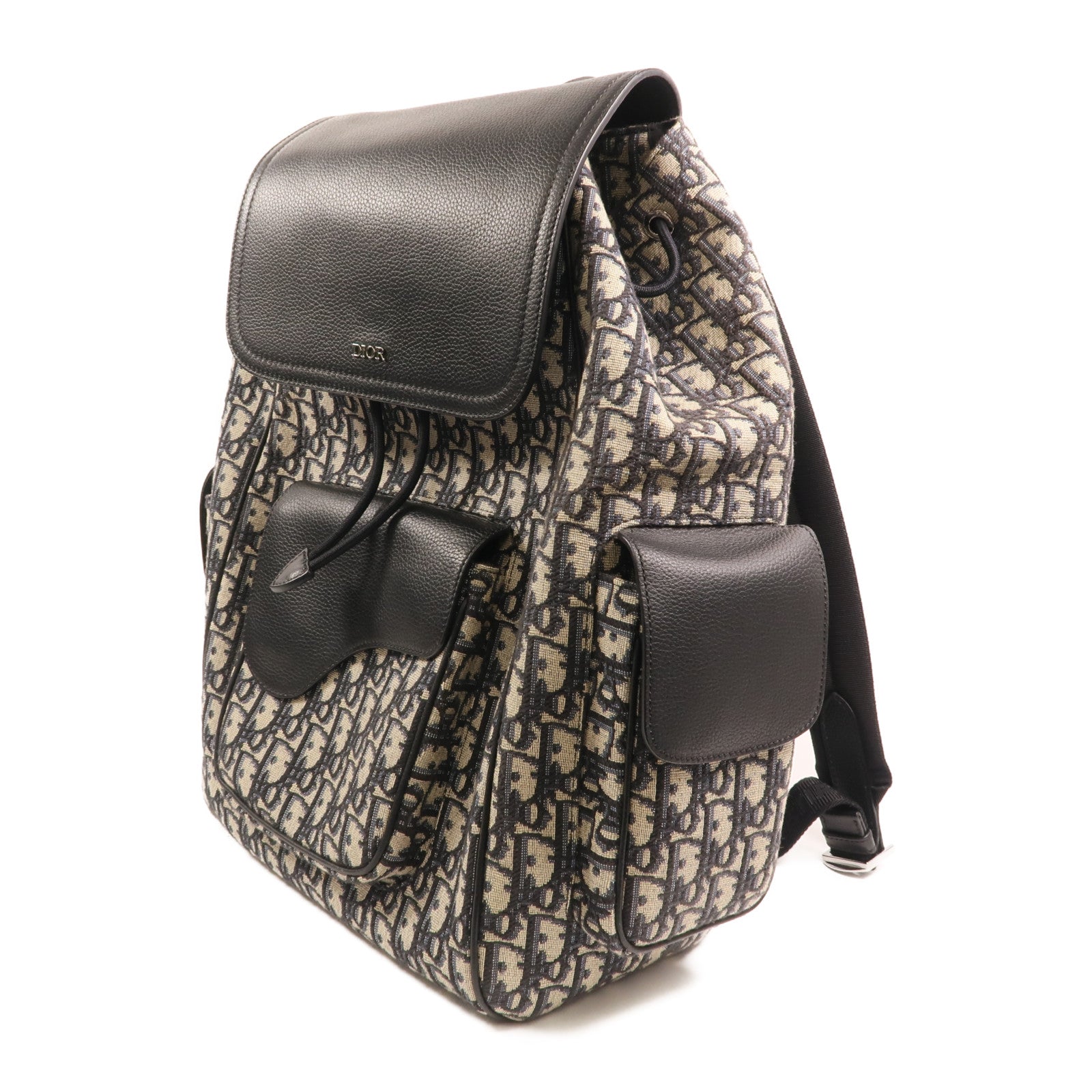 Dior 帆布Saddle Backpack銀扣背包